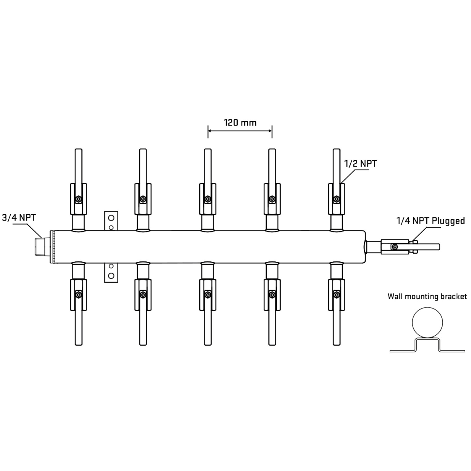 M510B080822 Manifolds Stainless Steel Double Sided