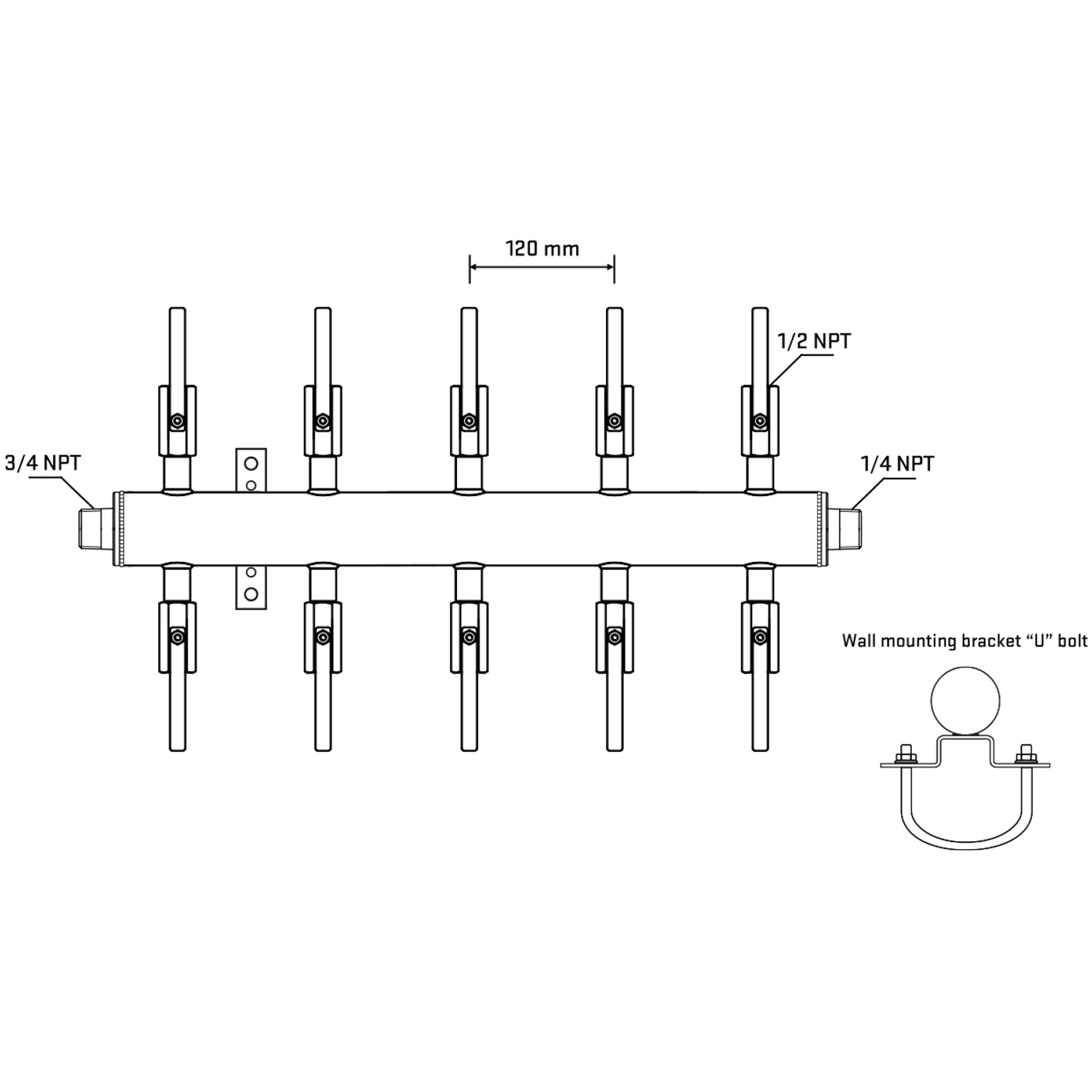 M510B080841 Manifolds Stainless Steel Double Sided