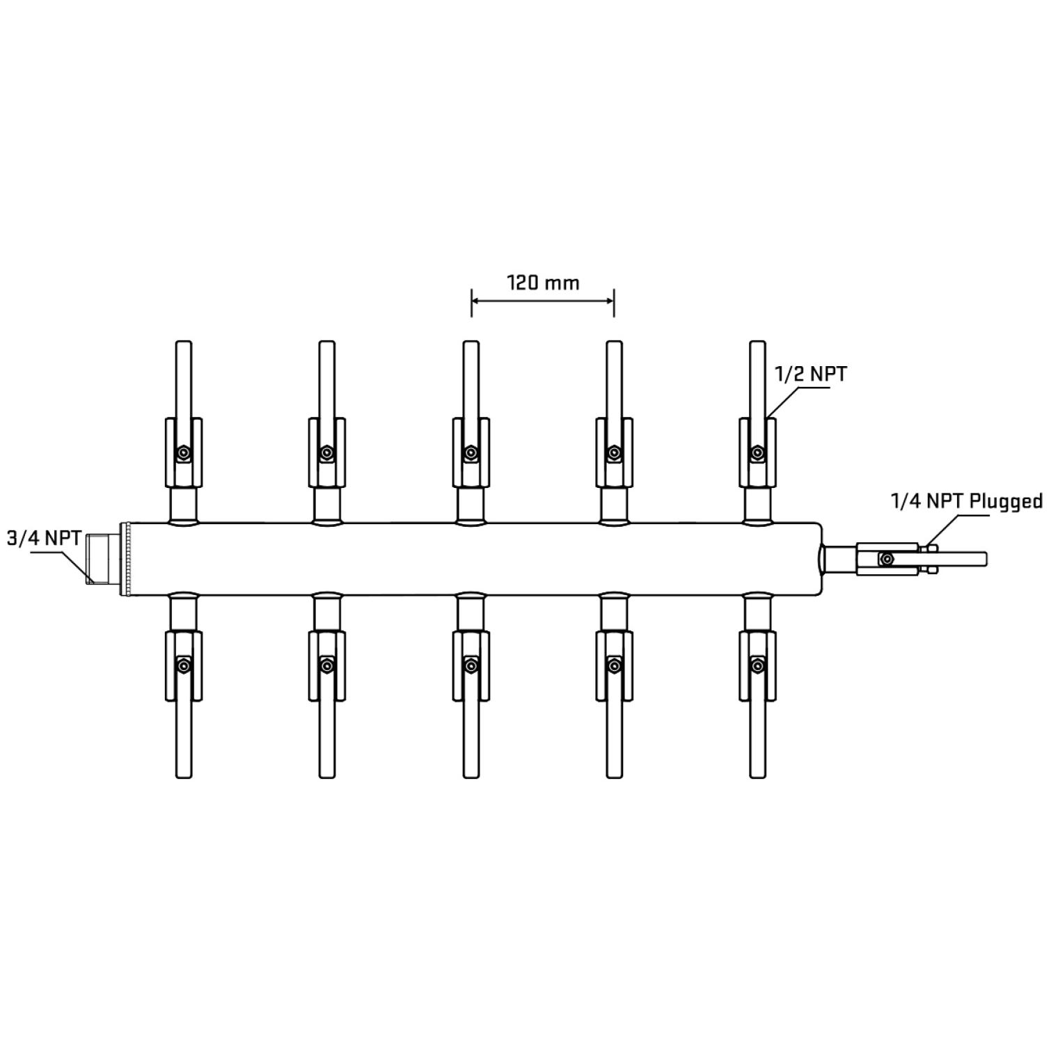 M510B081020 Manifolds Stainless Steel Double Sided