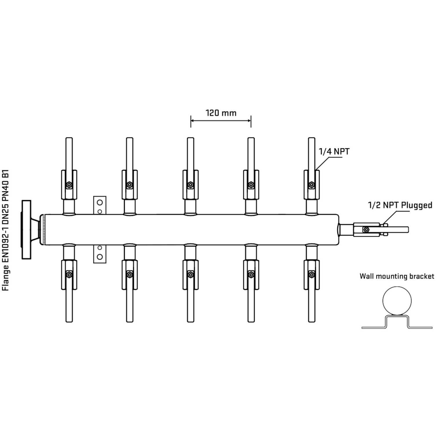 M510B090312 Manifolds Stainless Steel Double Sided