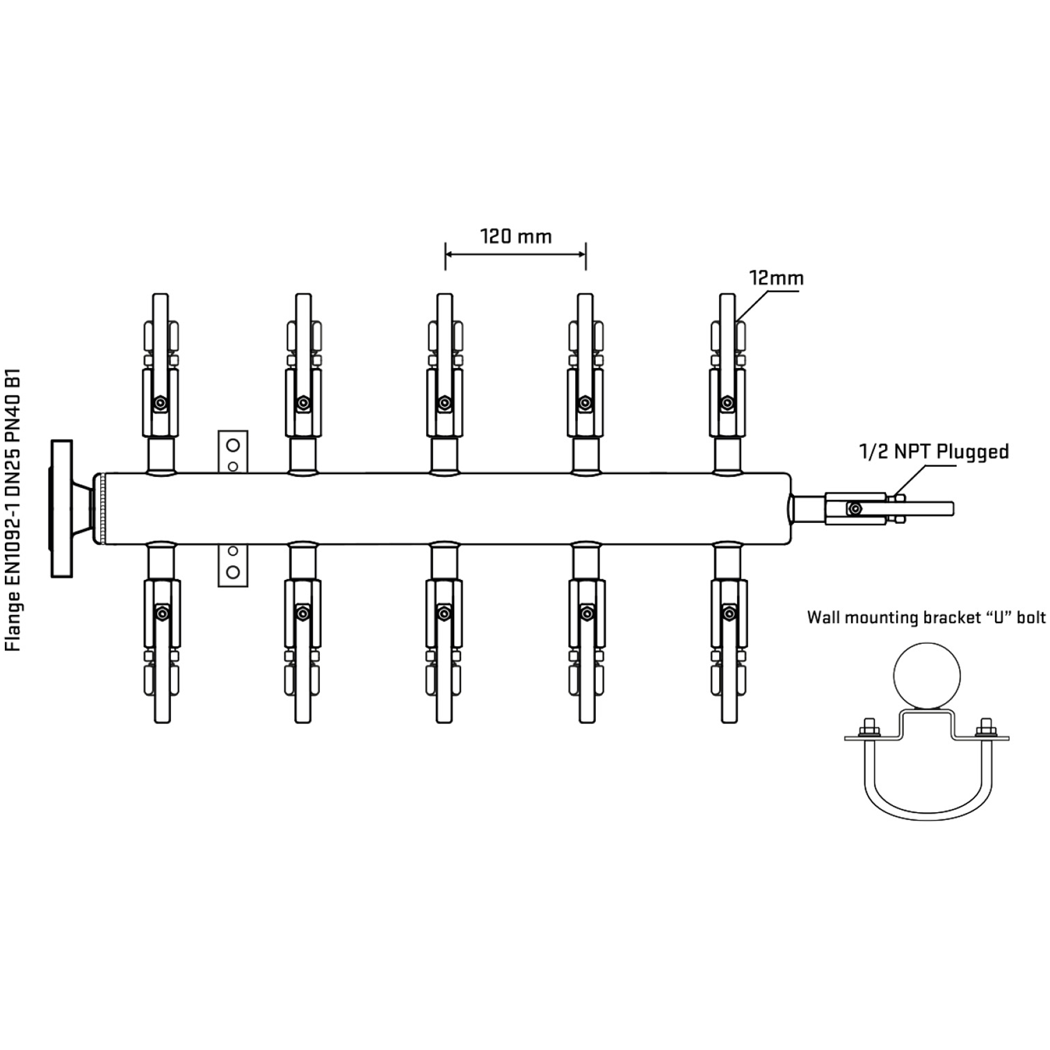 M510B100311 Manifolds Stainless Steel Double Sided