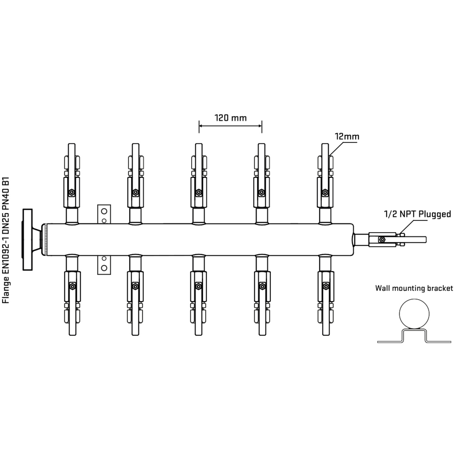 M510B100312 Manifolds Stainless Steel Double Sided