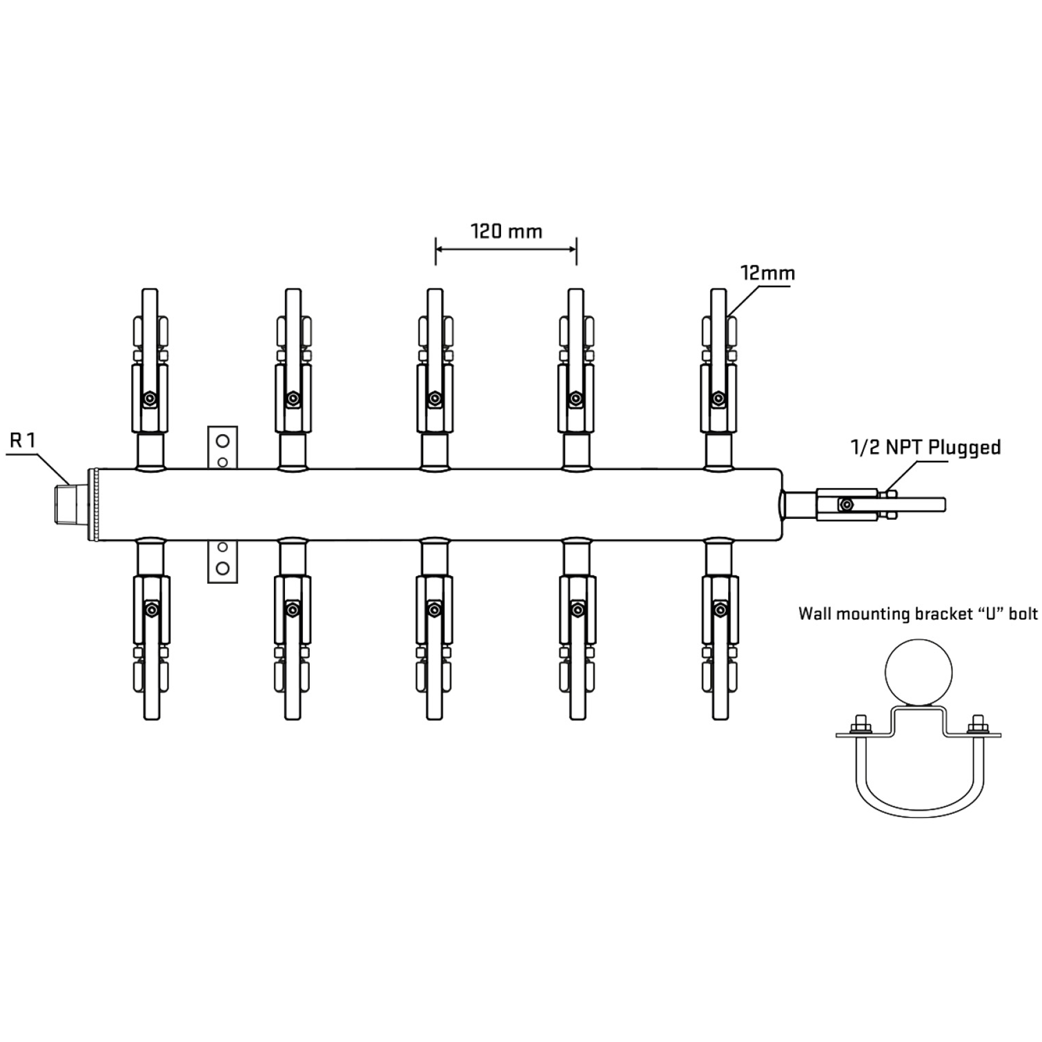 M510B100511 Manifolds Stainless Steel Double Sided