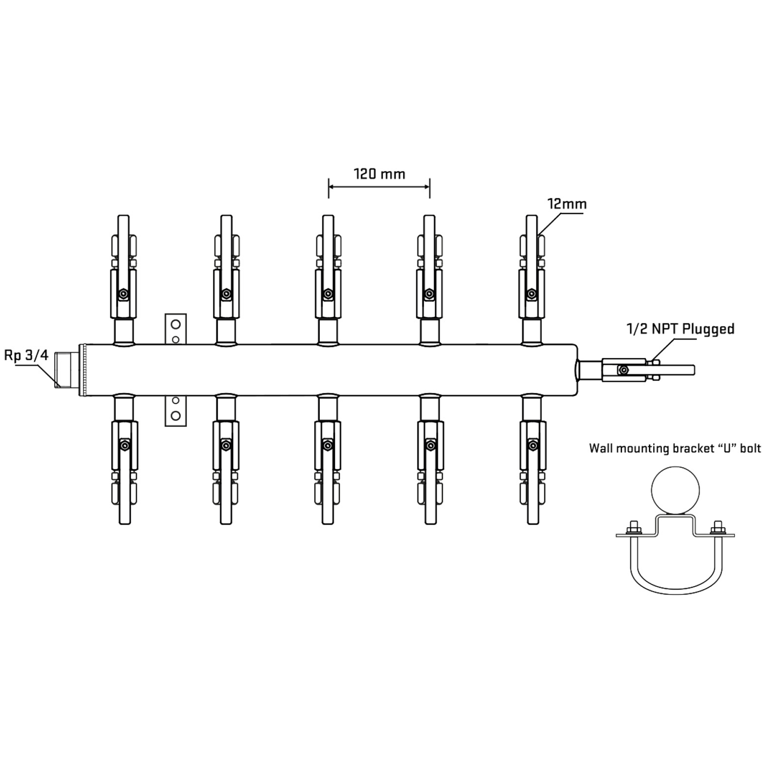 M510B100611 Manifolds Stainless Steel Double Sided