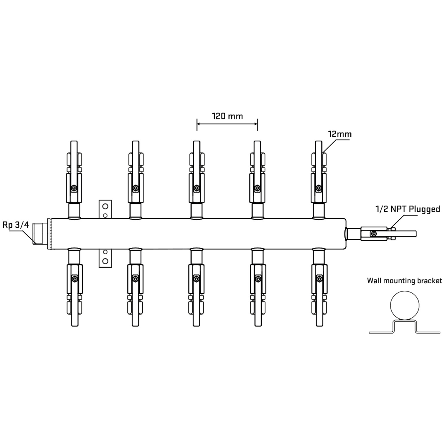 M510B100612 Manifolds Stainless Steel Double Sided