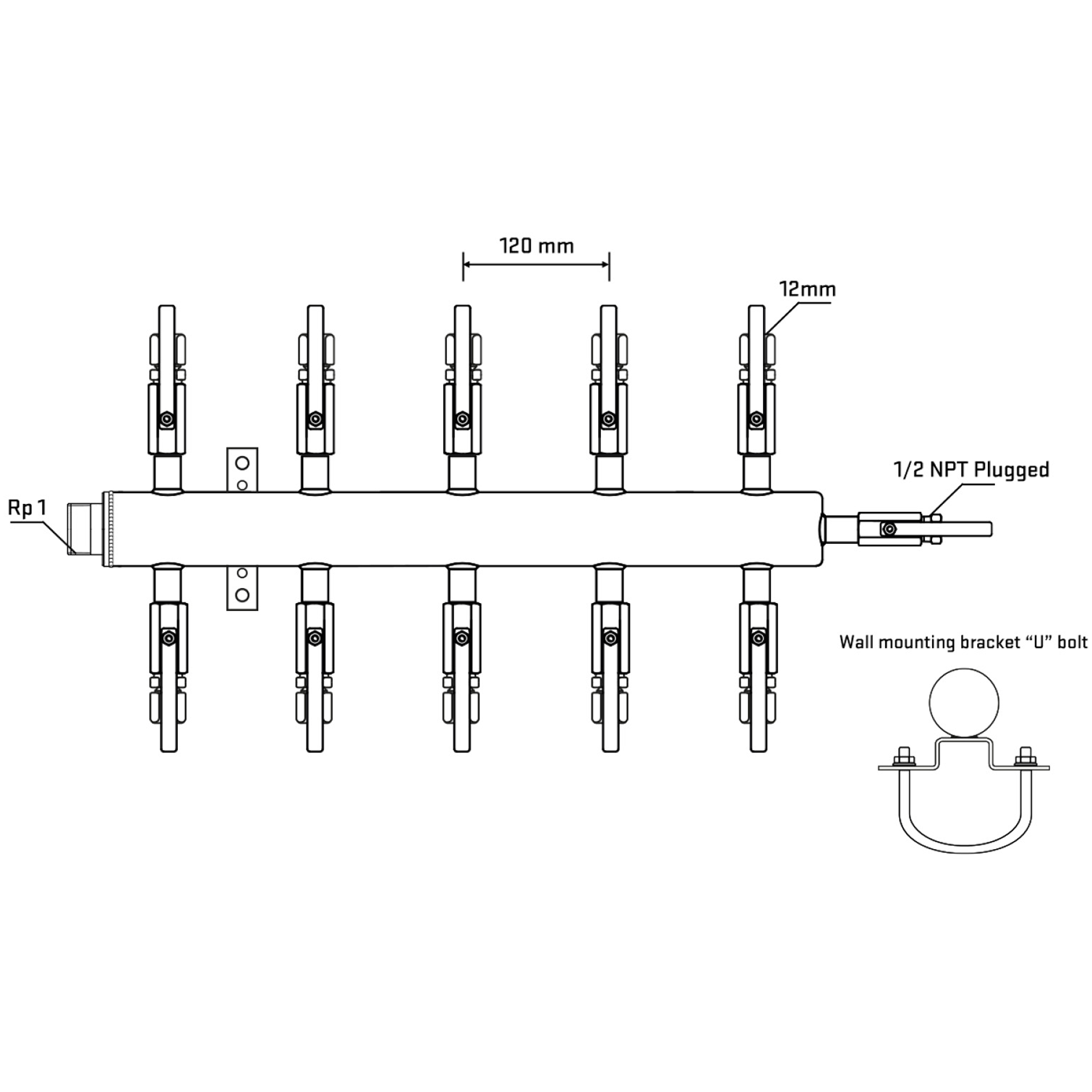 M510B100711 Manifolds Stainless Steel Double Sided