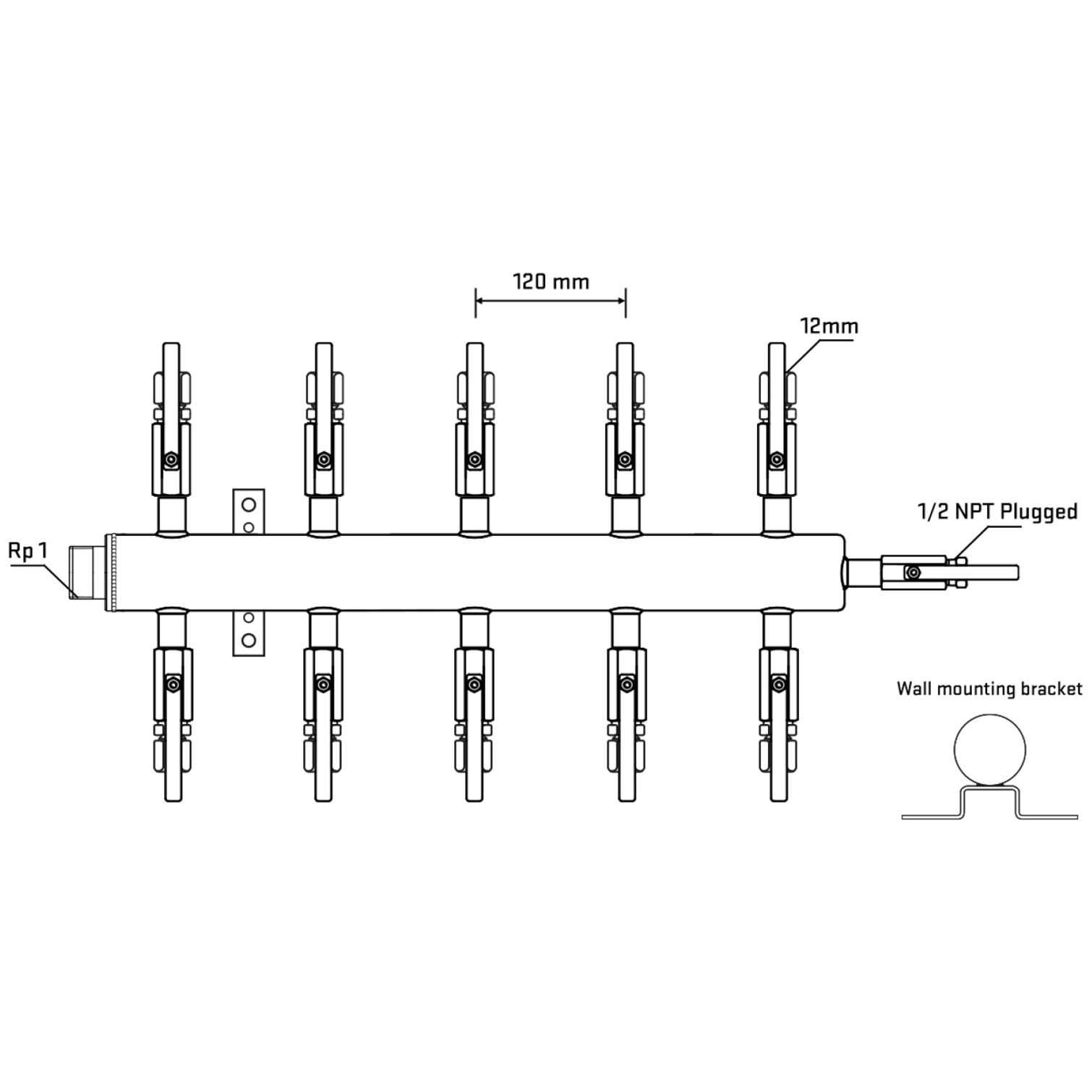 M510B100712 Manifolds Stainless Steel Double Sided