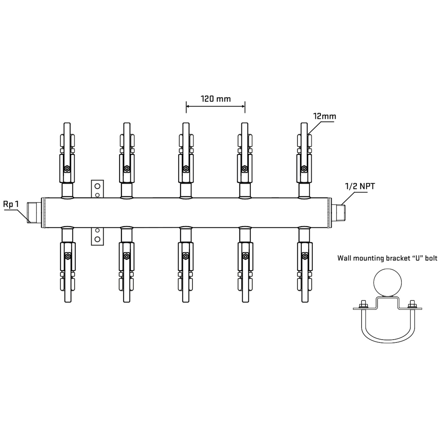 M510B100731 Manifolds Stainless Steel Double Sided