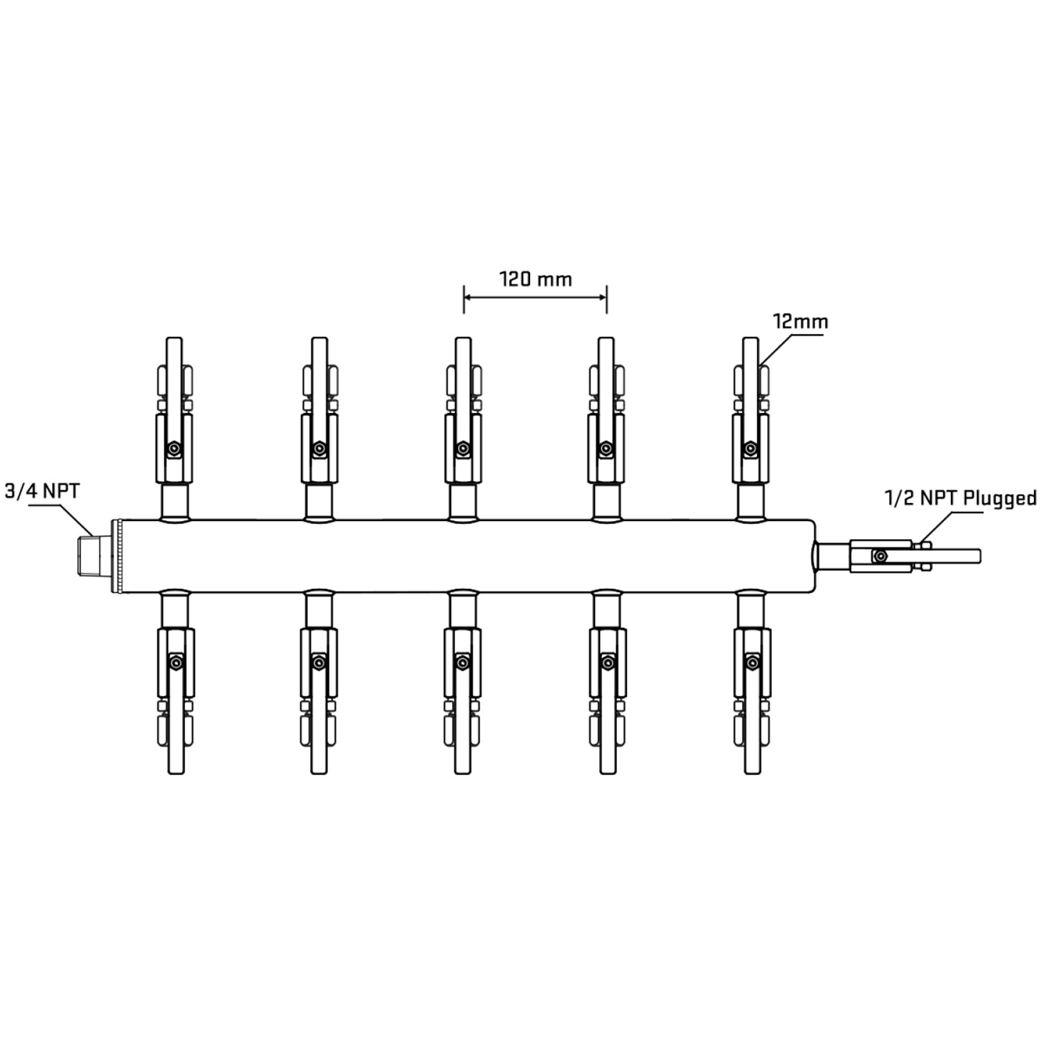 M510B100810 Manifolds Stainless Steel Double Sided