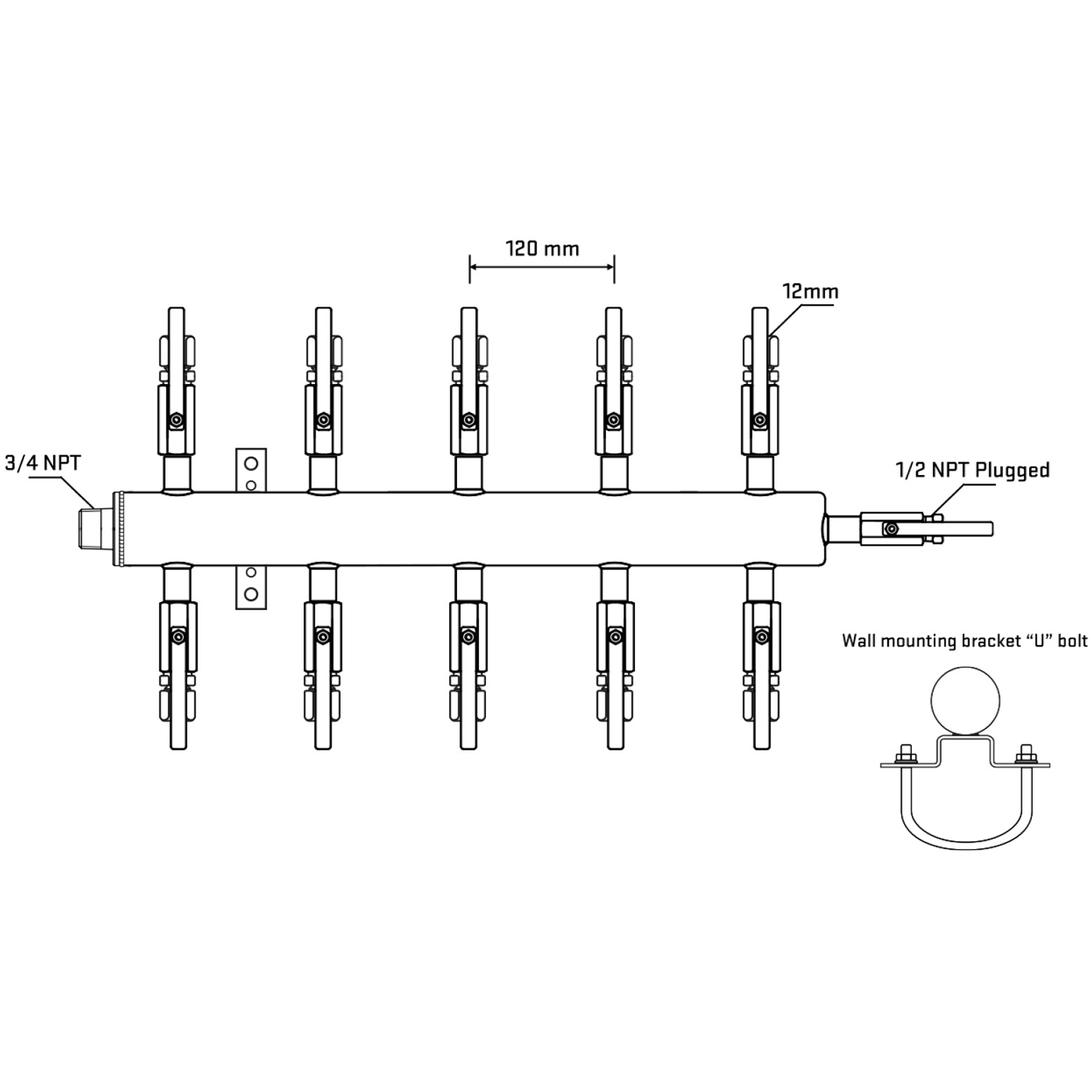 M510B100811 Manifolds Stainless Steel Double Sided