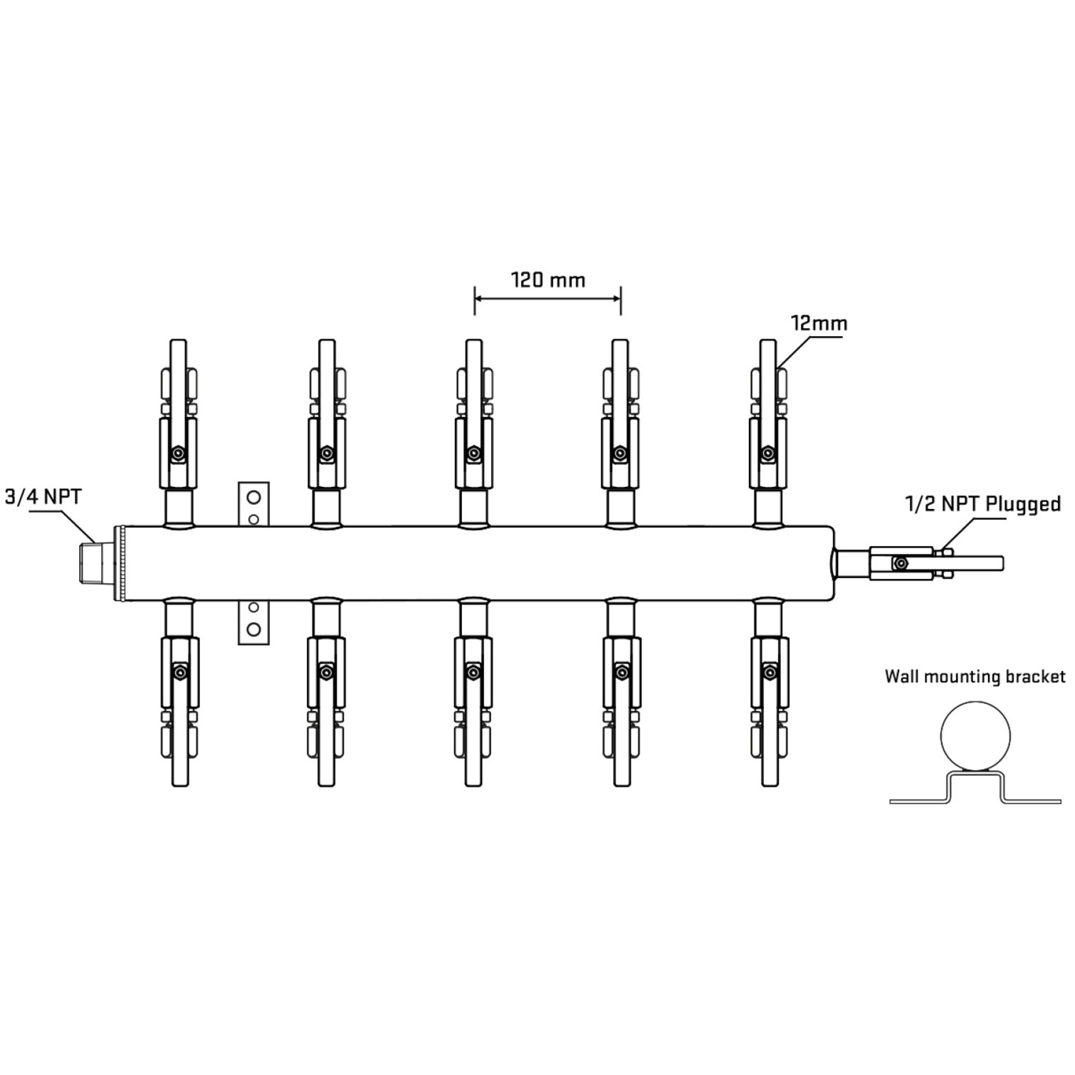 M510B100812 Manifolds Stainless Steel Double Sided