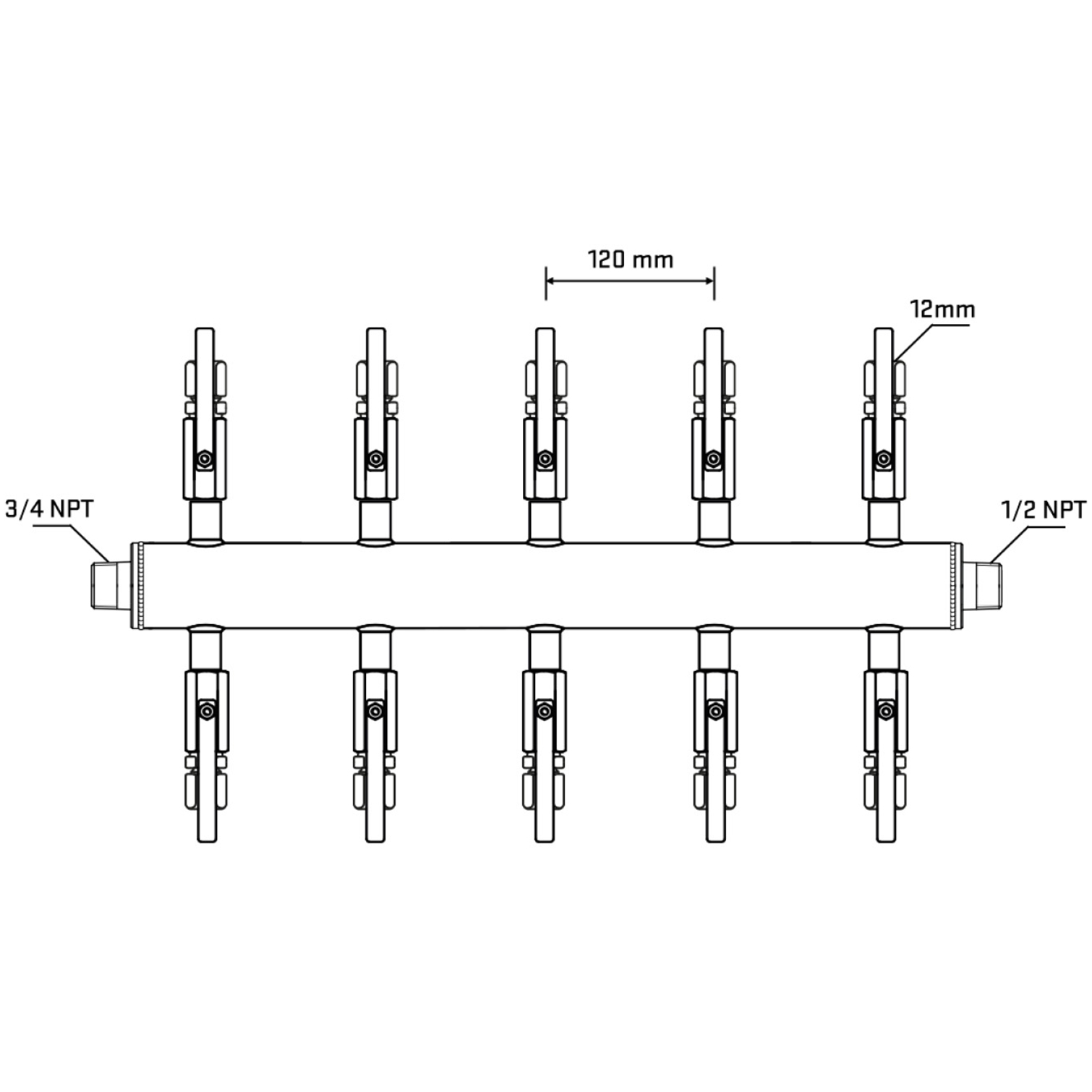 M510B100830 Manifolds Stainless Steel Double Sided