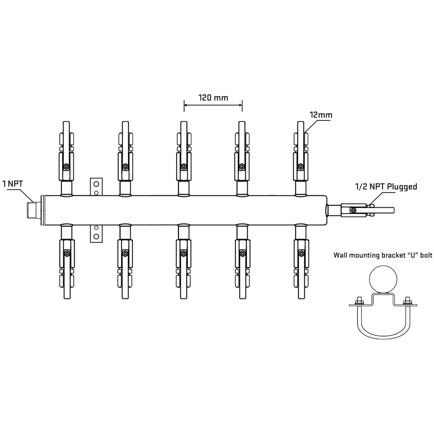 M510B100911 Manifolds Stainless Steel Double Sided