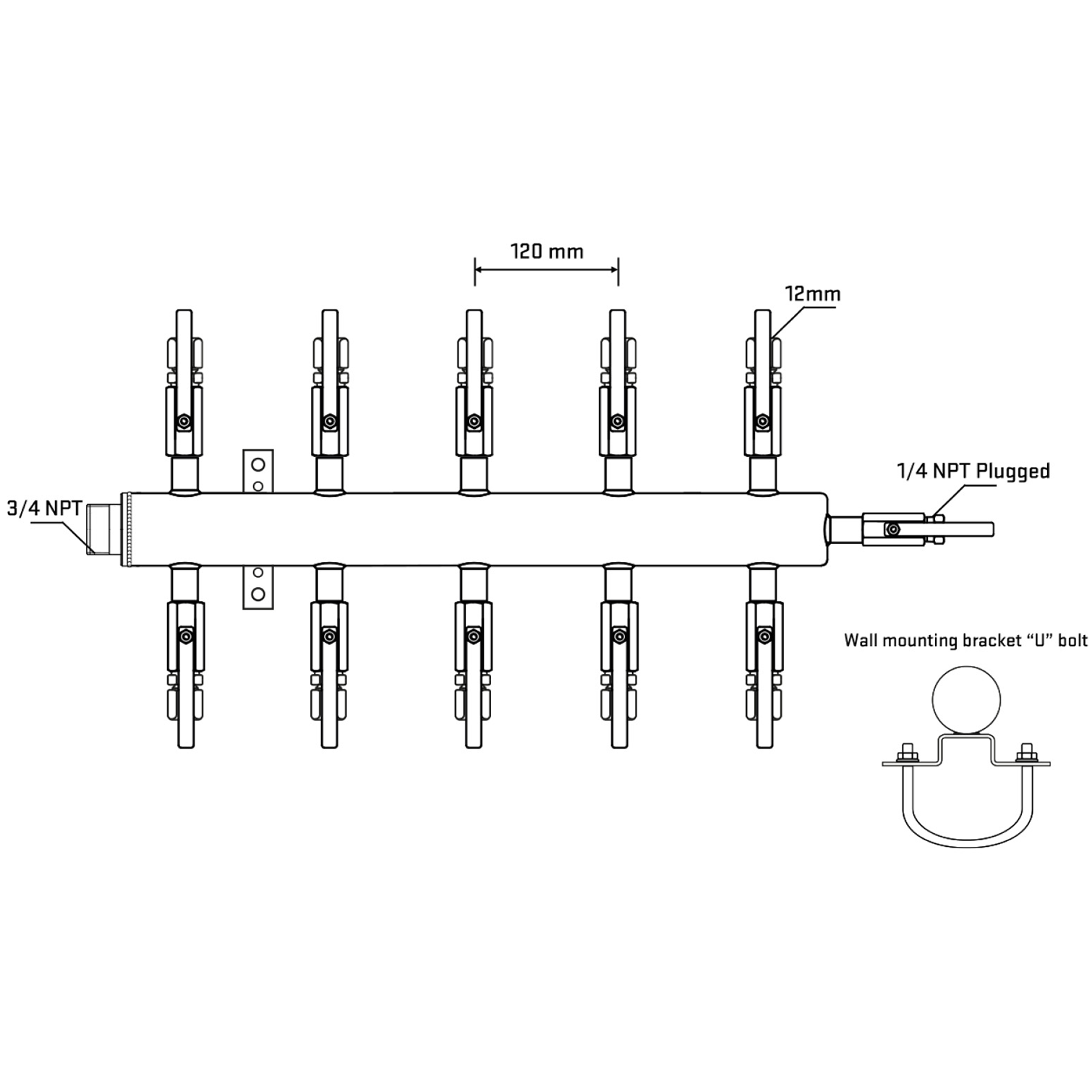 M510B101021 Manifolds Stainless Steel Double Sided