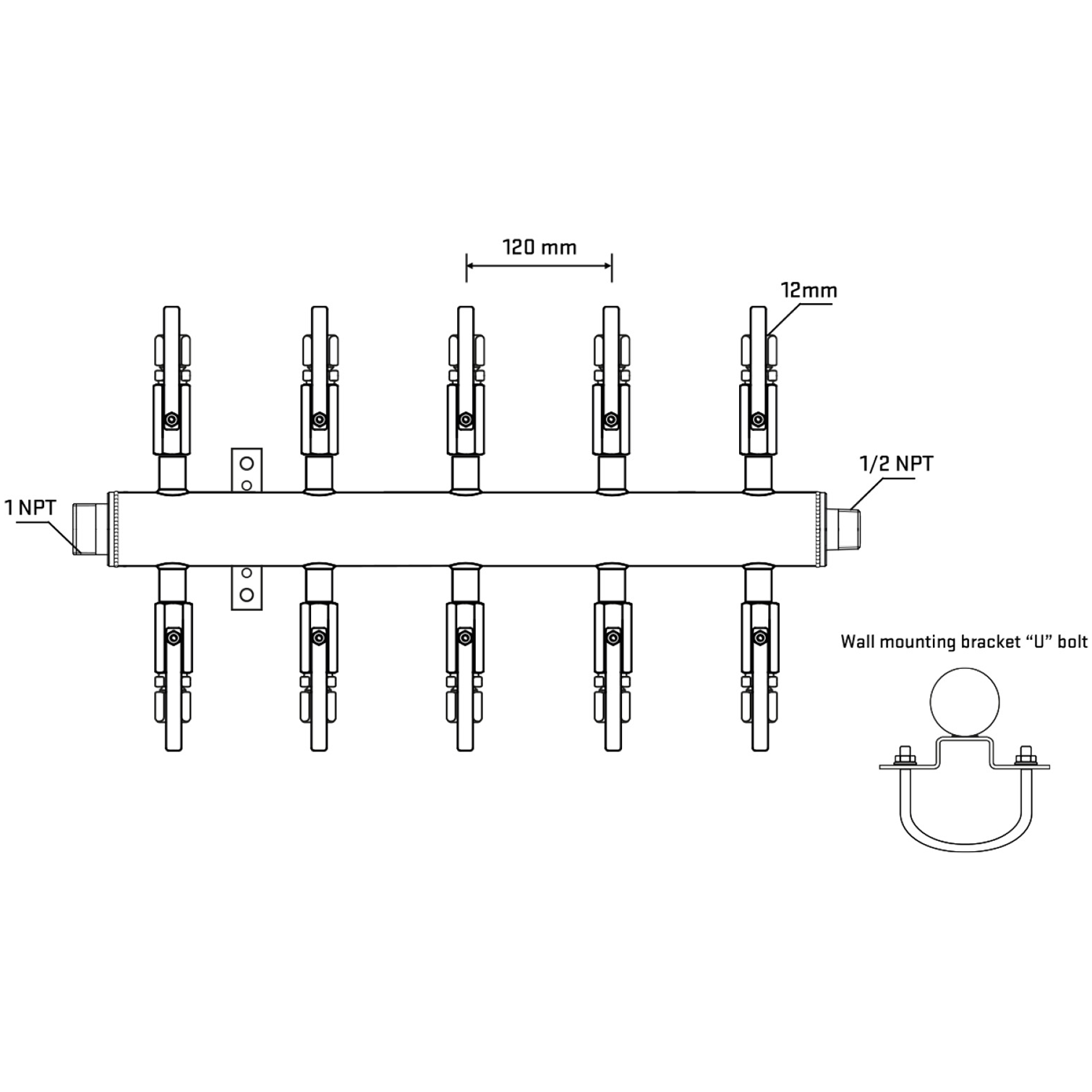 M510B101131 Manifolds Stainless Steel Double Sided