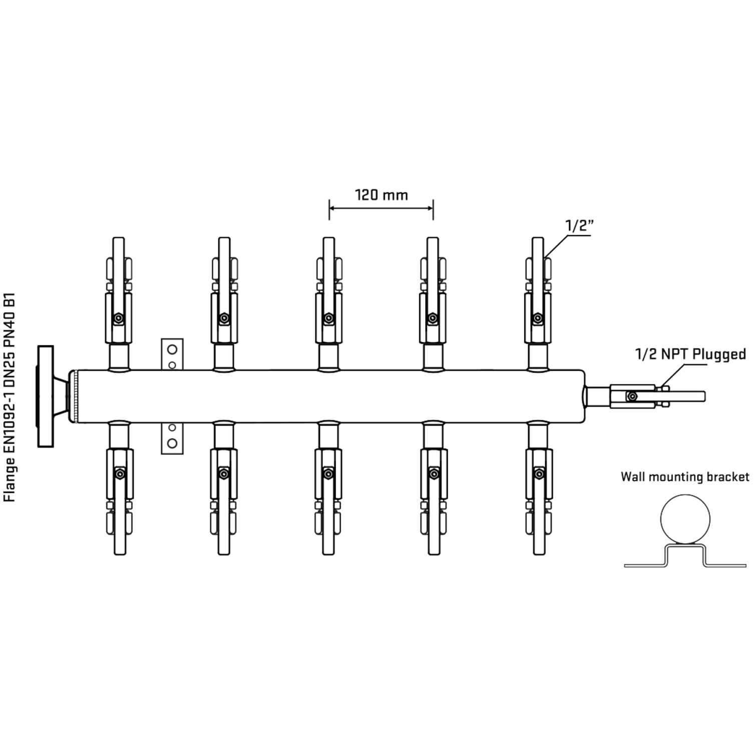 M510B120312 Manifolds Stainless Steel Double Sided