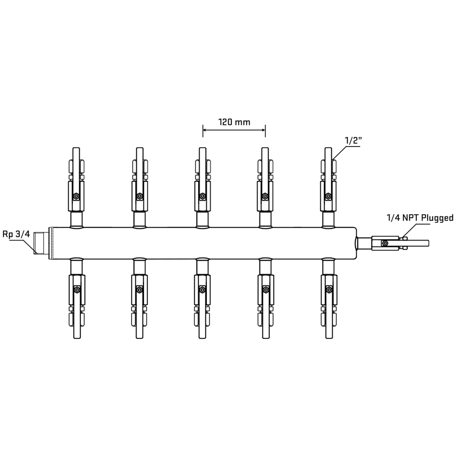 M510B120620 Manifolds Stainless Steel Double Sided