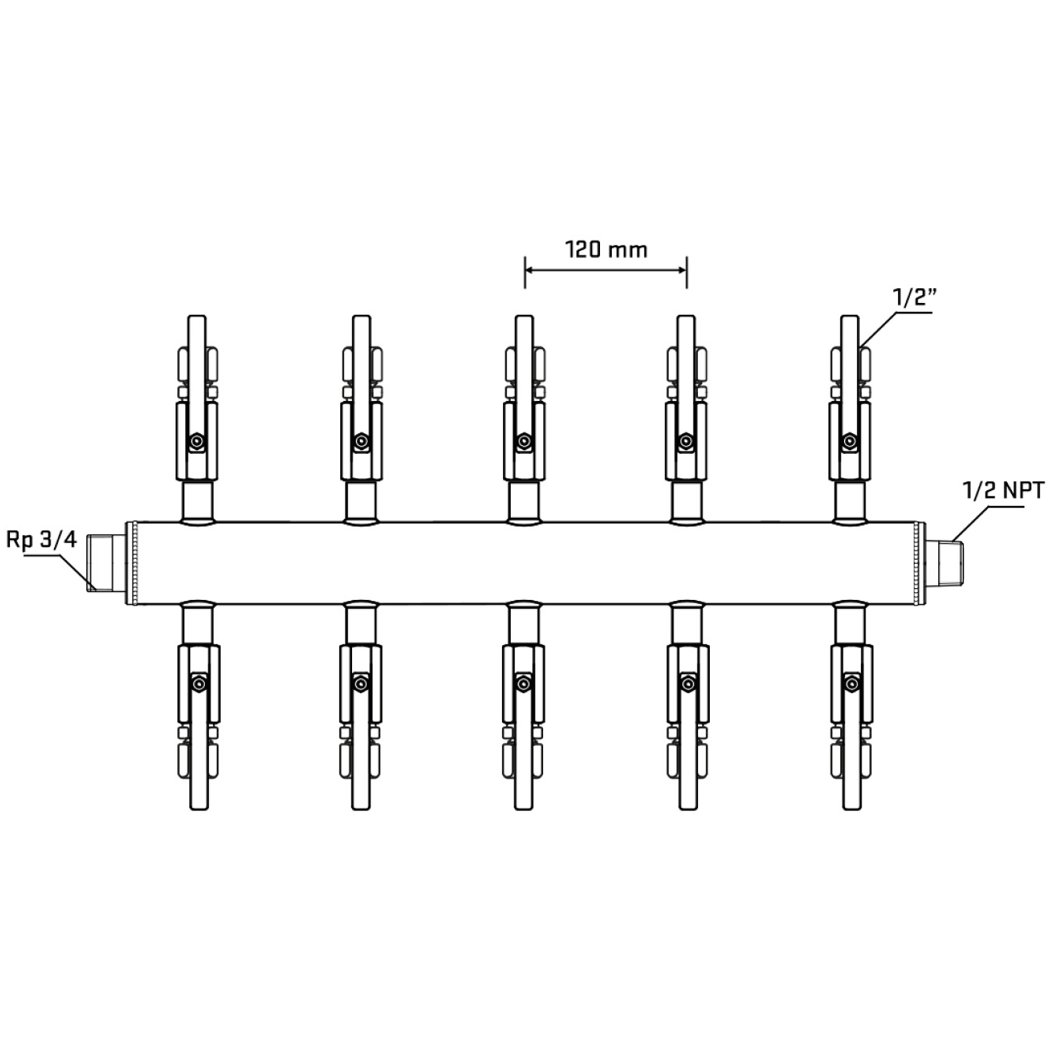 M510B120630 Manifolds Stainless Steel Double Sided