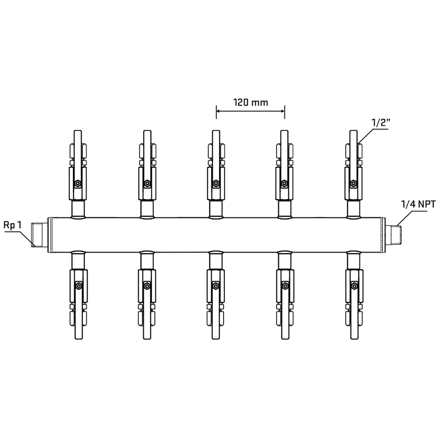 M510B120740 Manifolds Stainless Steel Double Sided