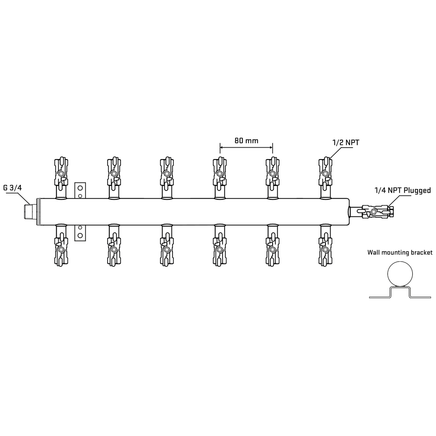 M512A010422 Manifolds Stainless Steel Double Sided