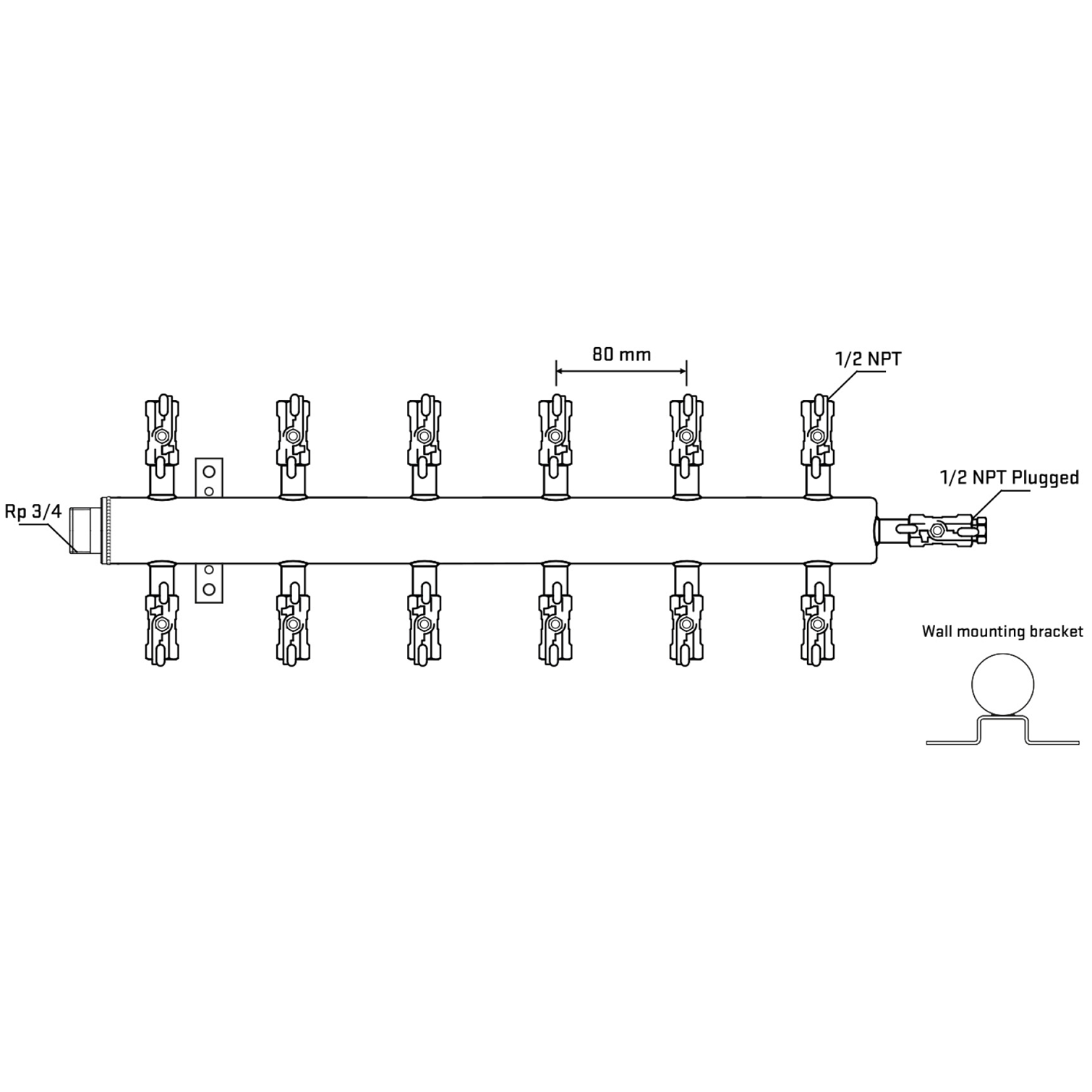 M512A010612 Manifolds Stainless Steel Double Sided