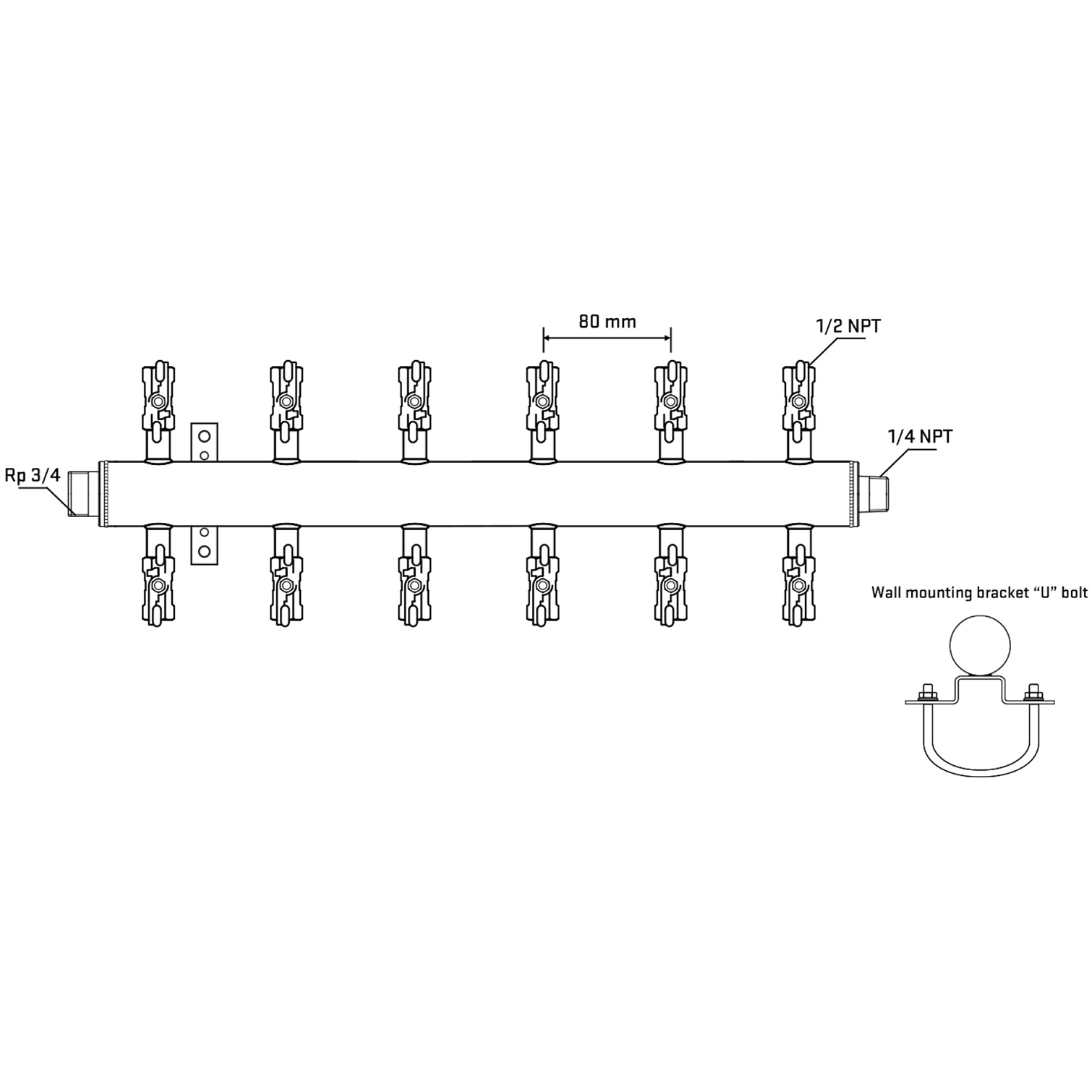 M512A010641 Manifolds Stainless Steel Double Sided