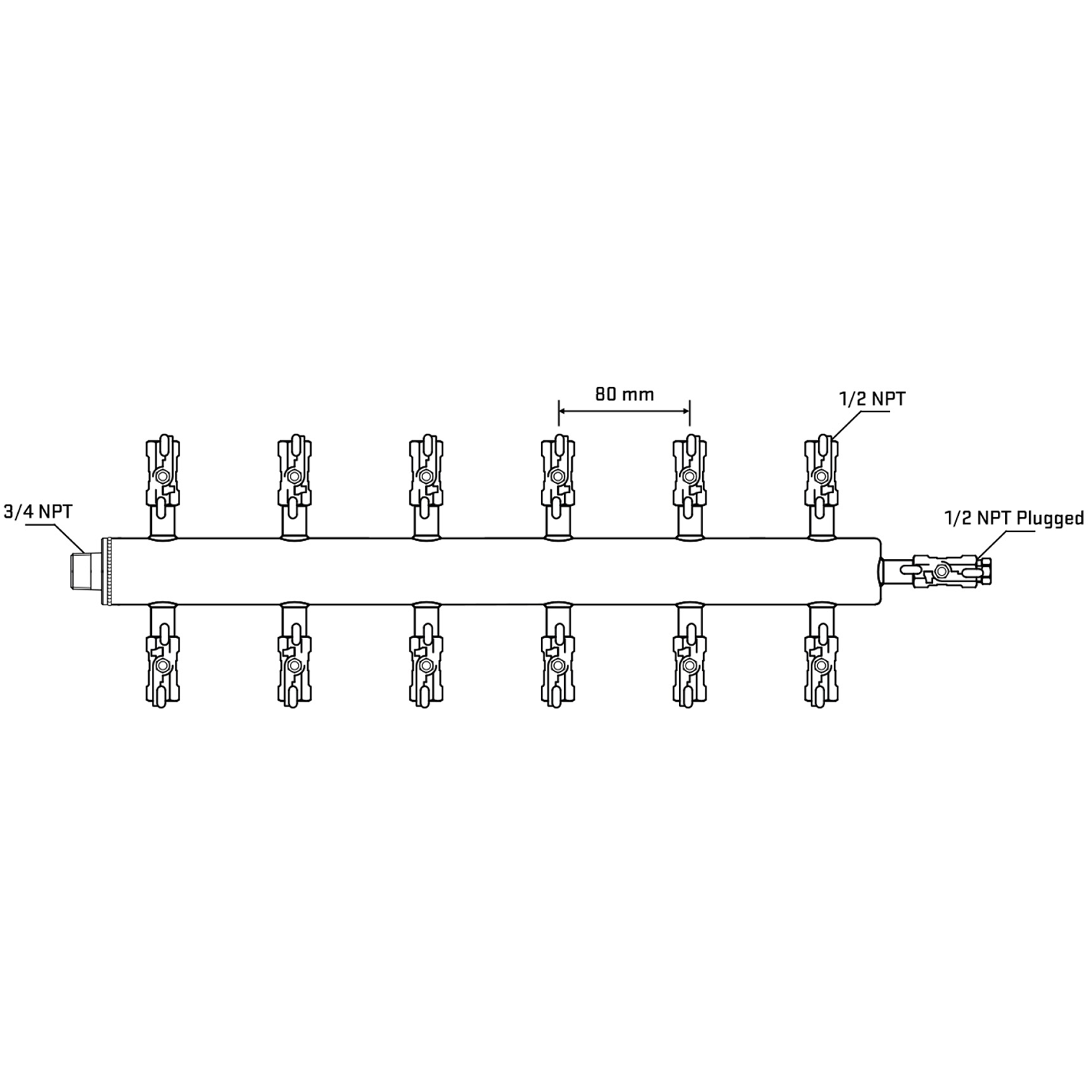 M512A010810 Manifolds Stainless Steel Double Sided