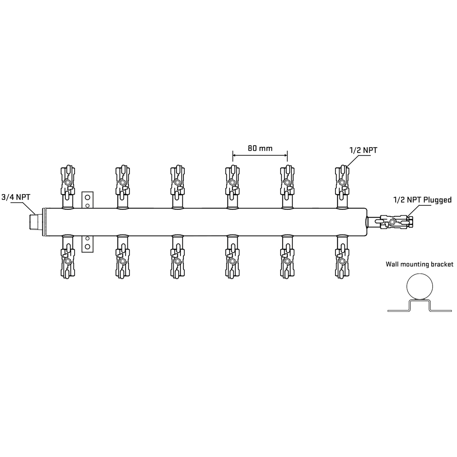 M512A010812 Manifolds Stainless Steel Double Sided