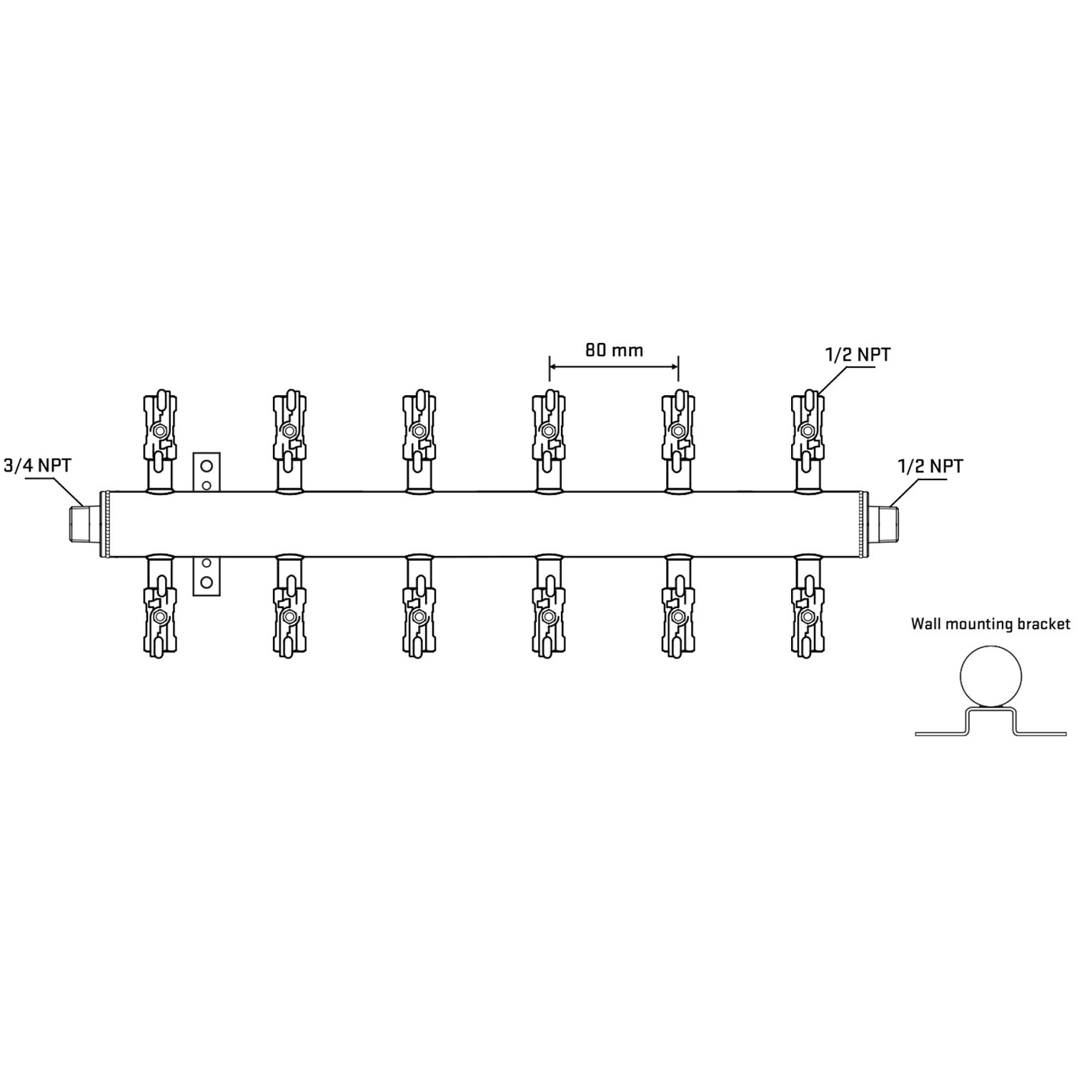 M512A010832 Manifolds Stainless Steel Double Sided