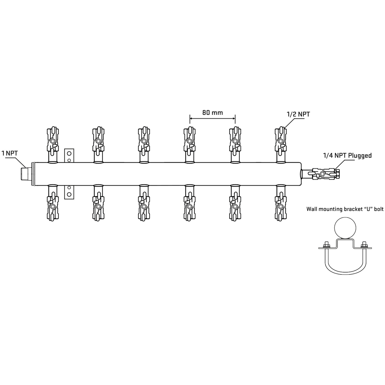 M512A010921 Manifolds Stainless Steel Double Sided