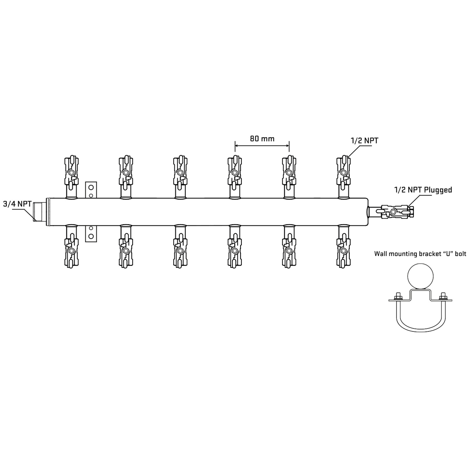 M512A011011 Manifolds Stainless Steel Double Sided