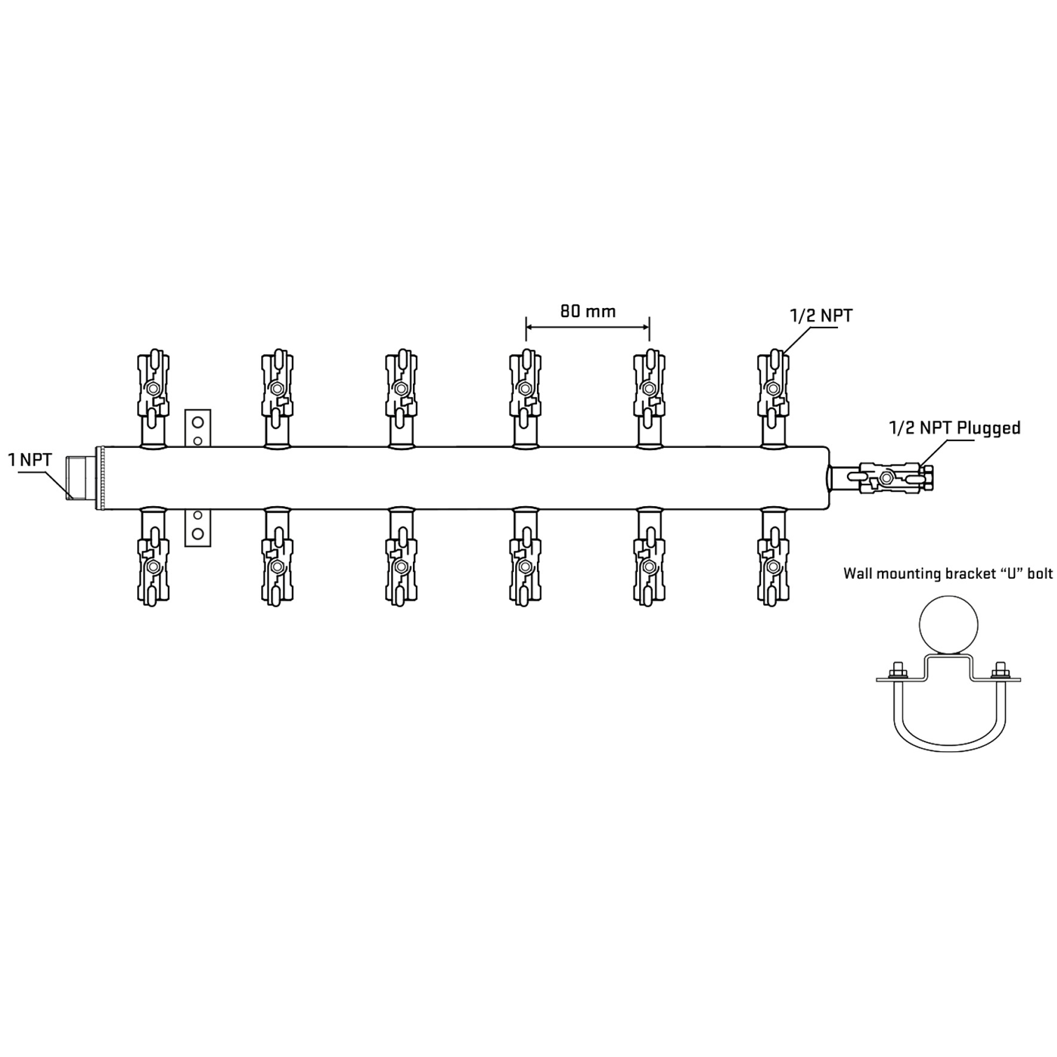 M512A011111 Manifolds Stainless Steel Double Sided