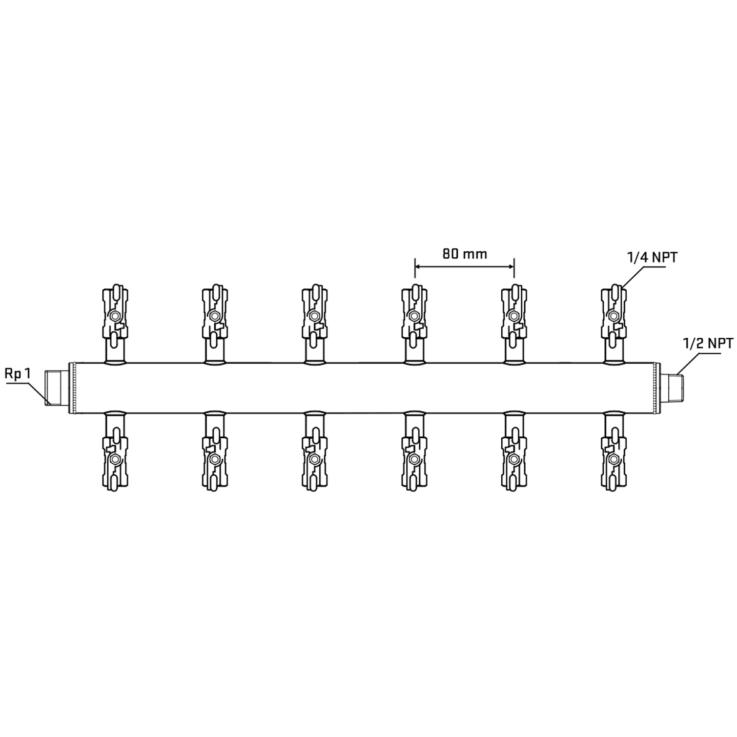 M512A020730 Manifolds Stainless Steel Double Sided