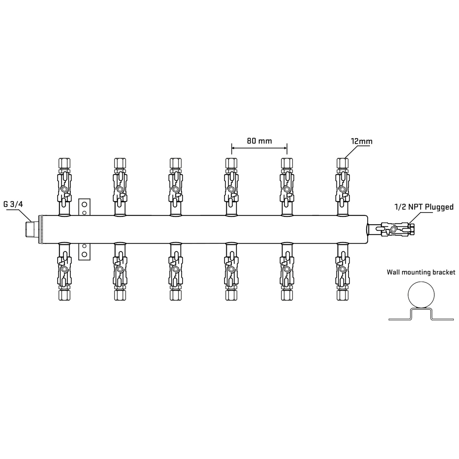 M512A030412 Manifolds Stainless Steel Double Sided