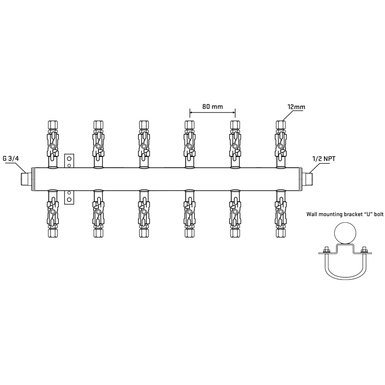 M512A030431 Manifolds Stainless Steel Double Sided