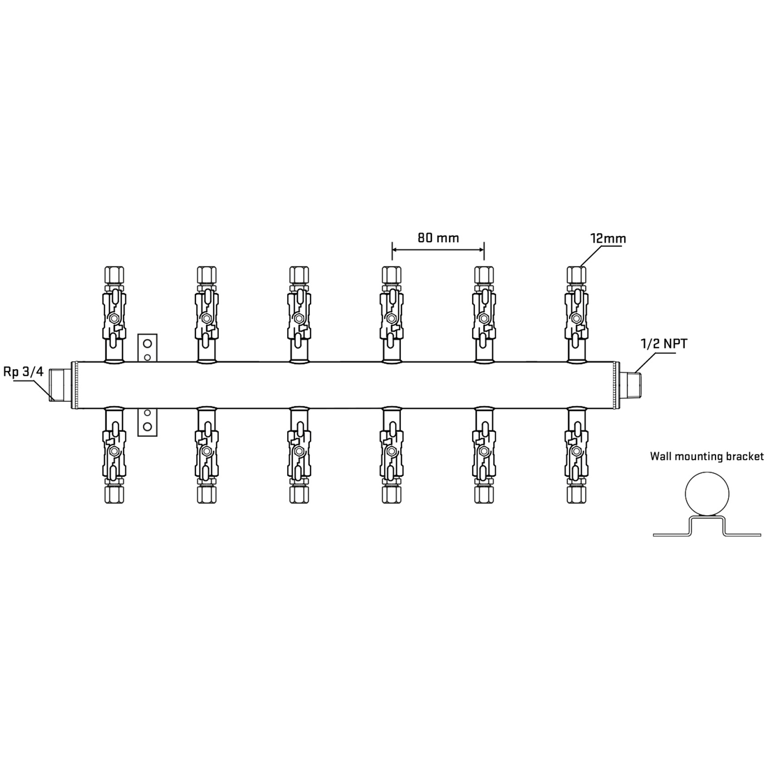 M512A030632 Manifolds Stainless Steel Double Sided