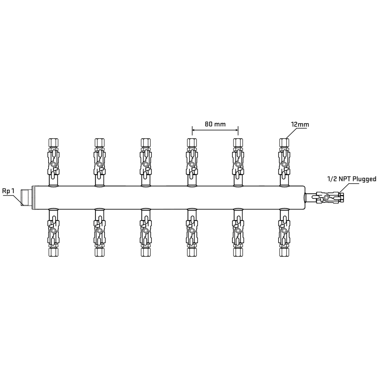 M512A030710 Manifolds Stainless Steel Double Sided