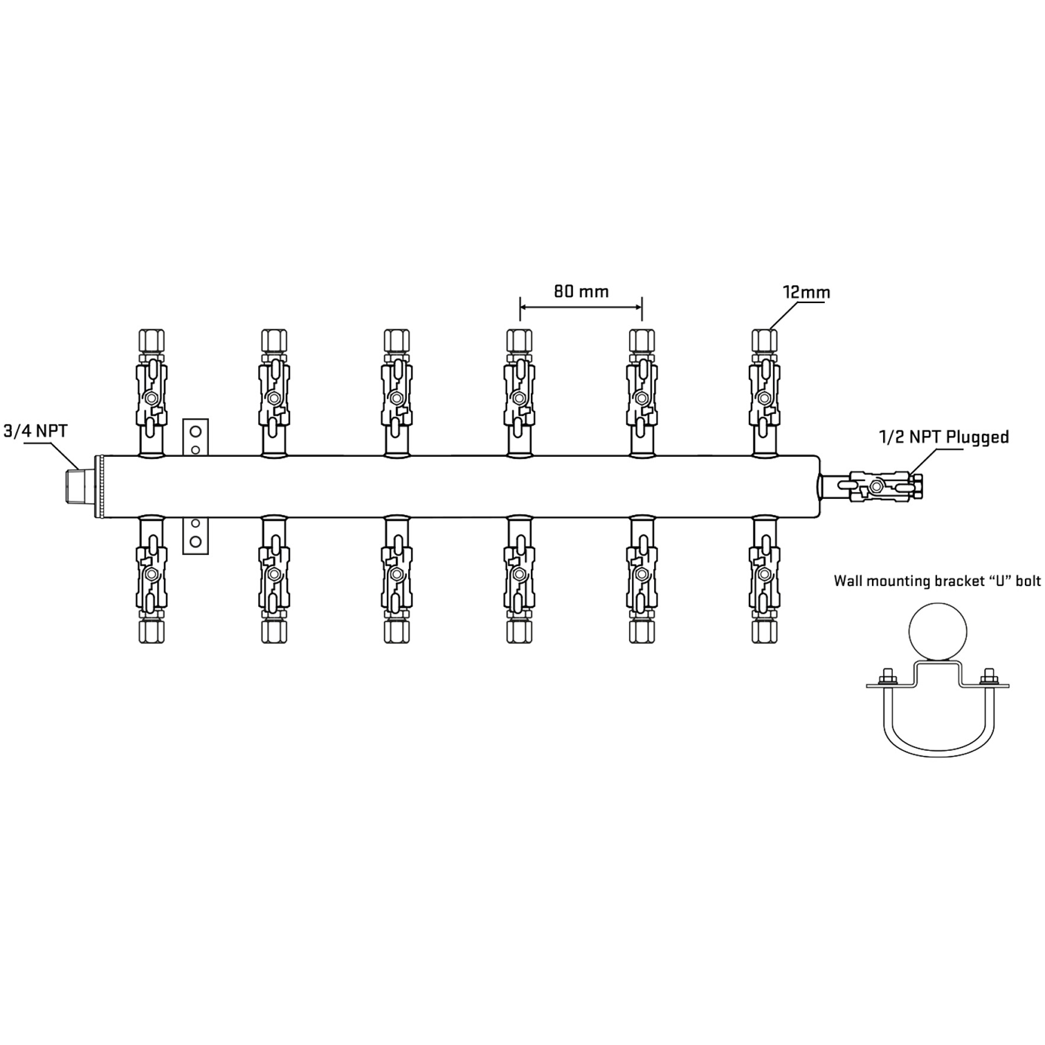 M512A030811 Manifolds Stainless Steel Double Sided