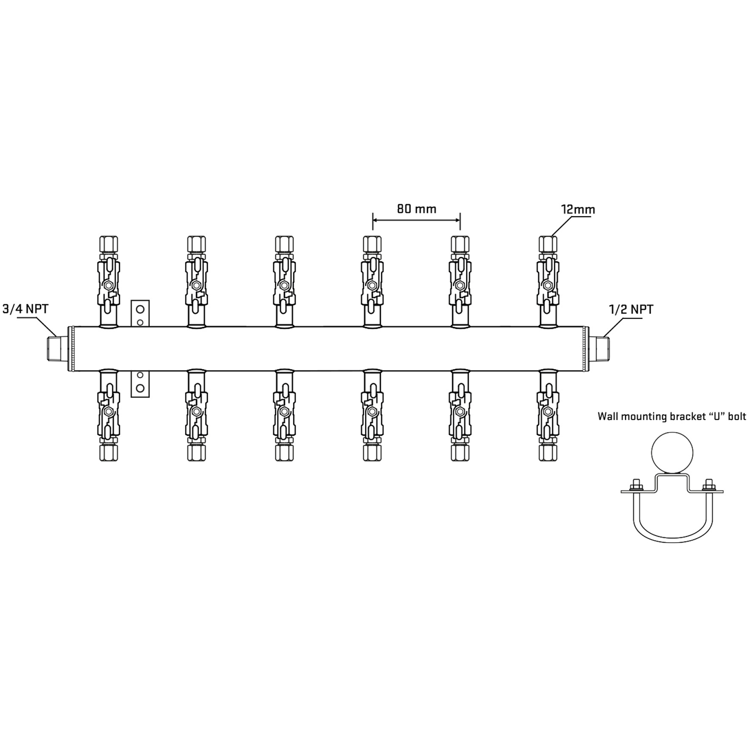 M512A030831 Manifolds Stainless Steel Double Sided