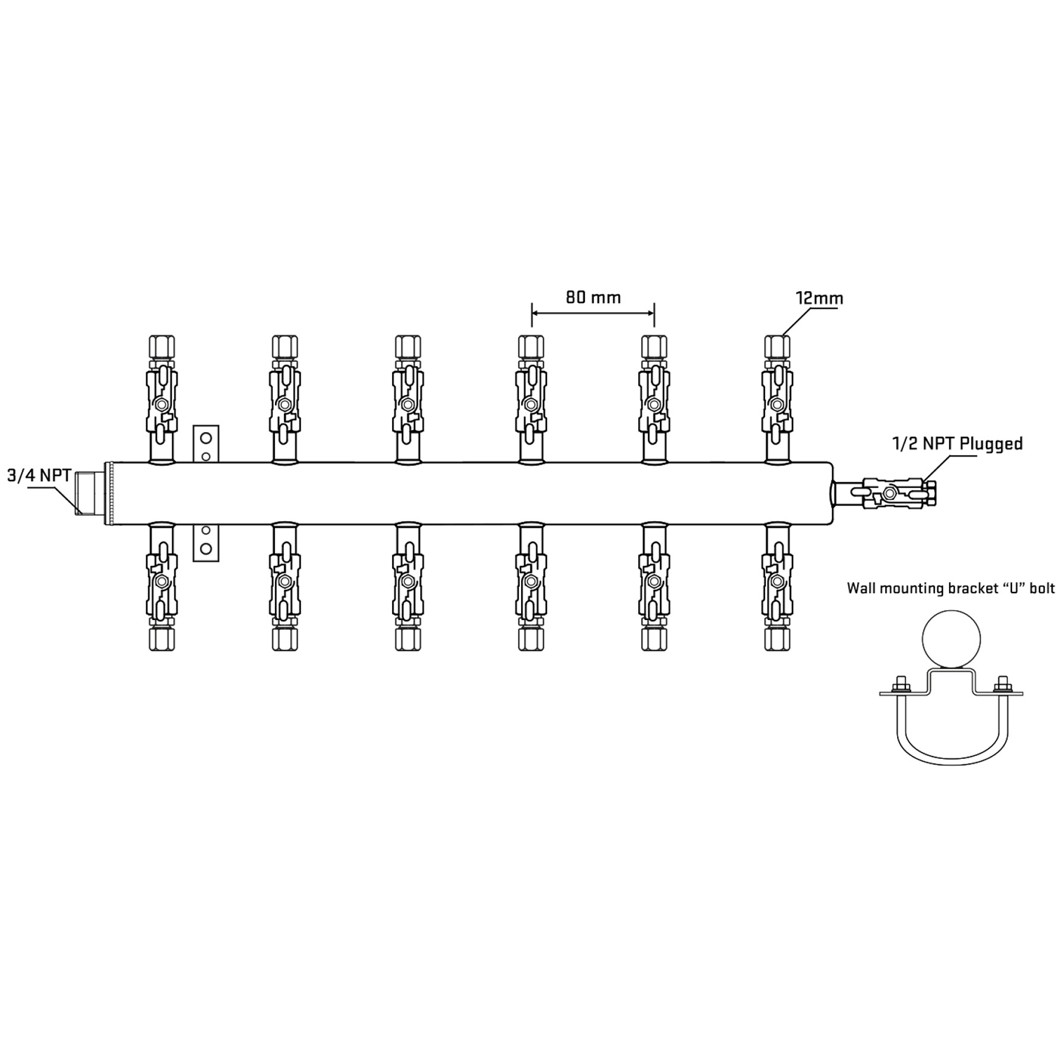 M512A031011 Manifolds Stainless Steel Double Sided