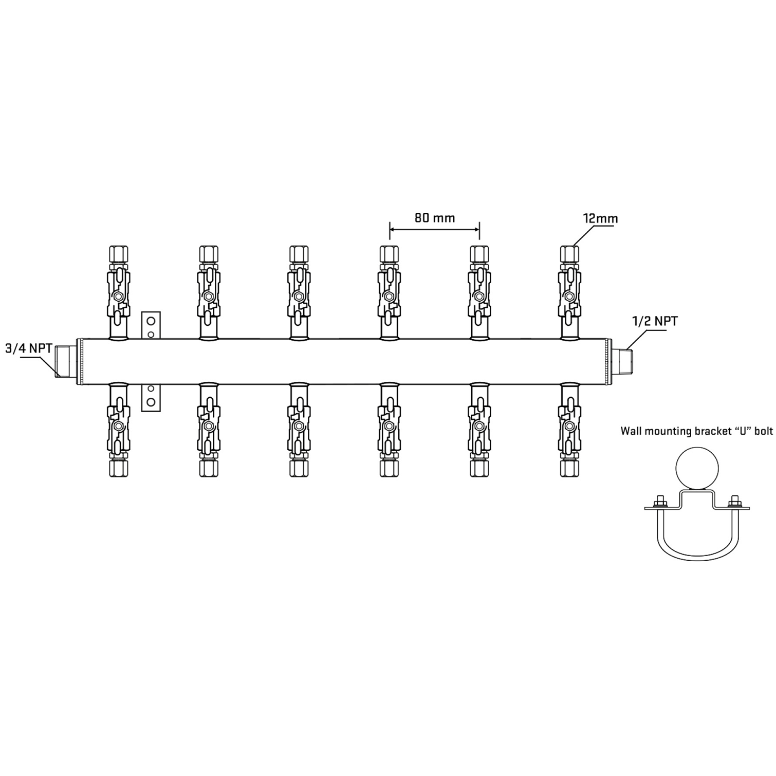 M512A031031 Manifolds Stainless Steel Double Sided