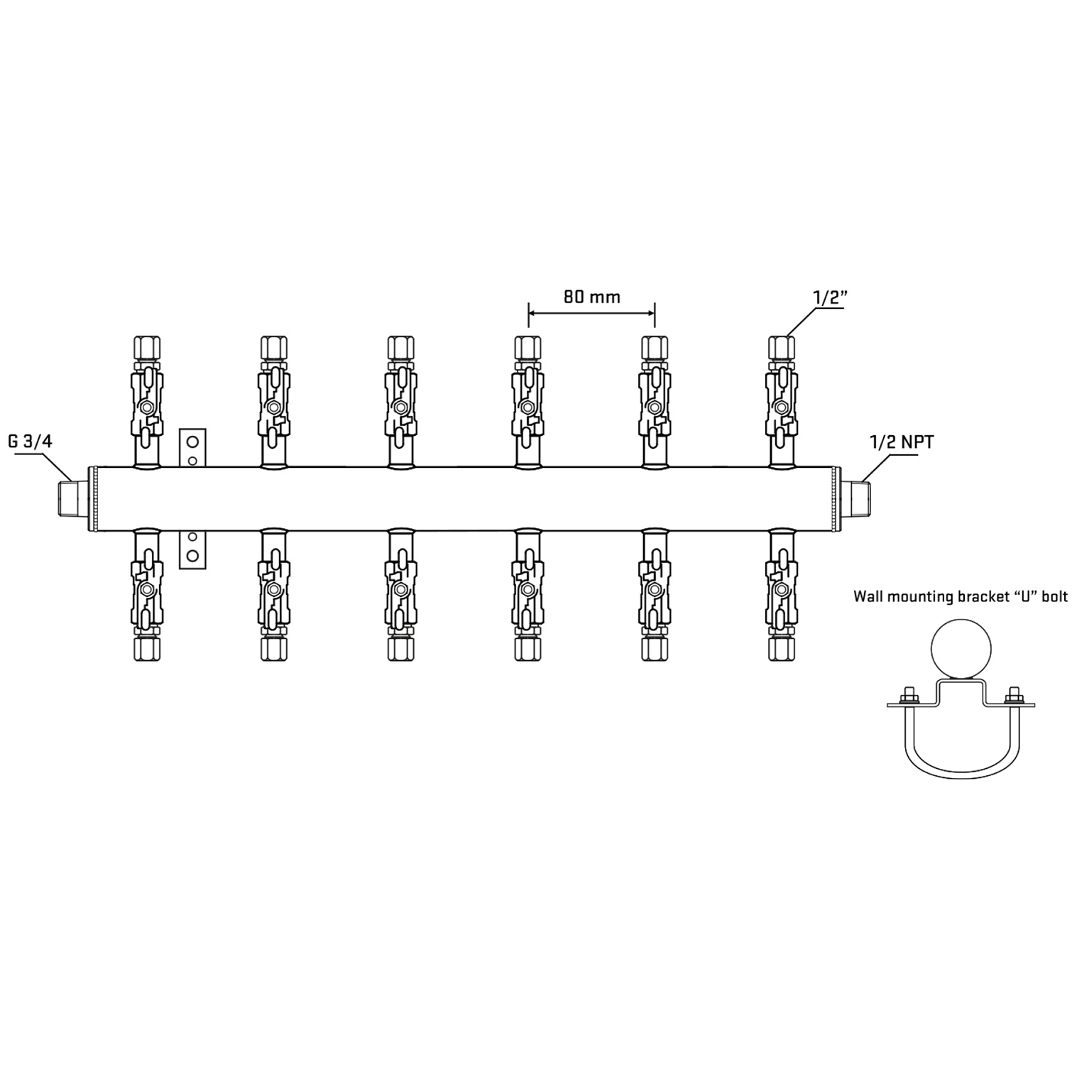 M512A050431 Manifolds Stainless Steel Double Sided