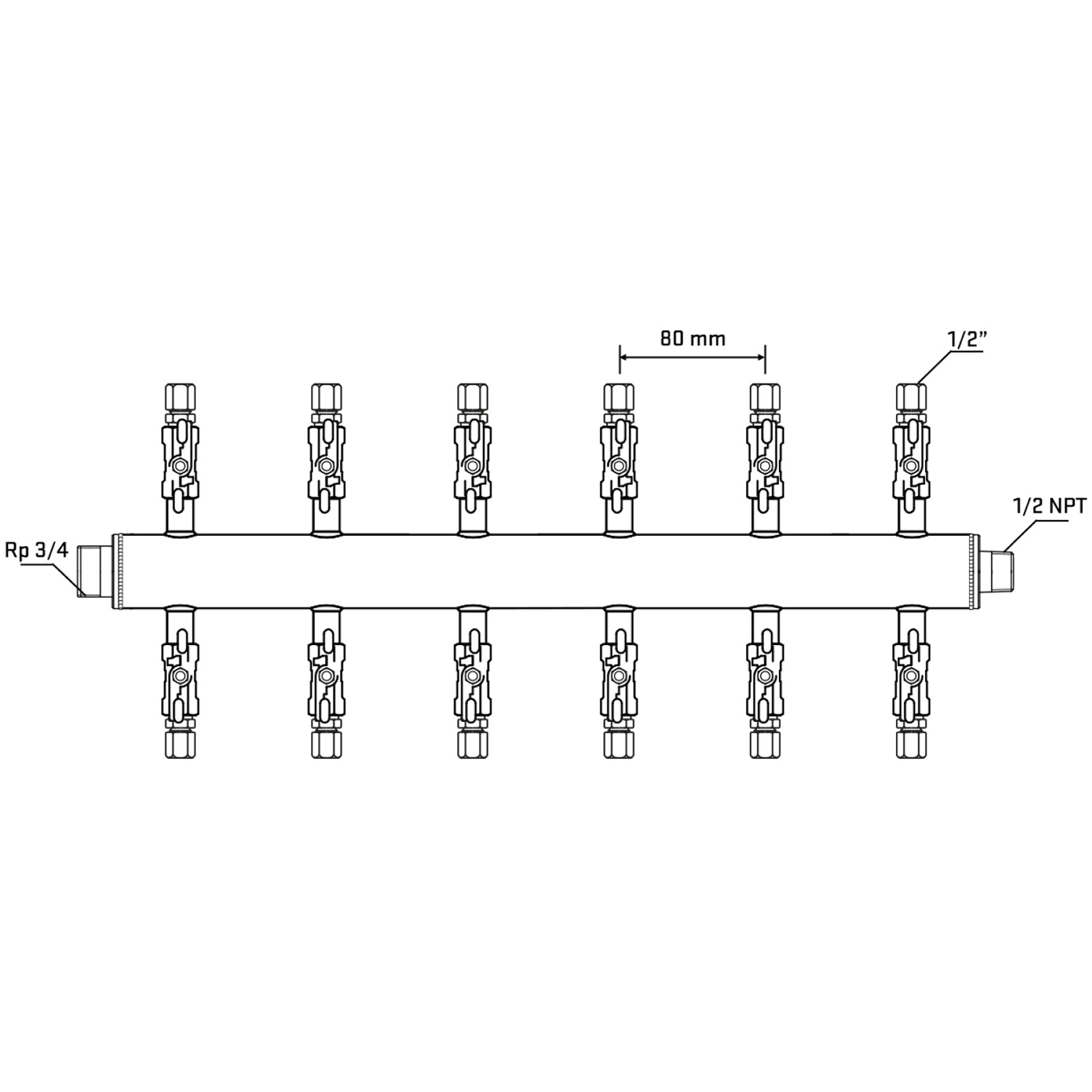 M512A050630 Manifolds Stainless Steel Double Sided