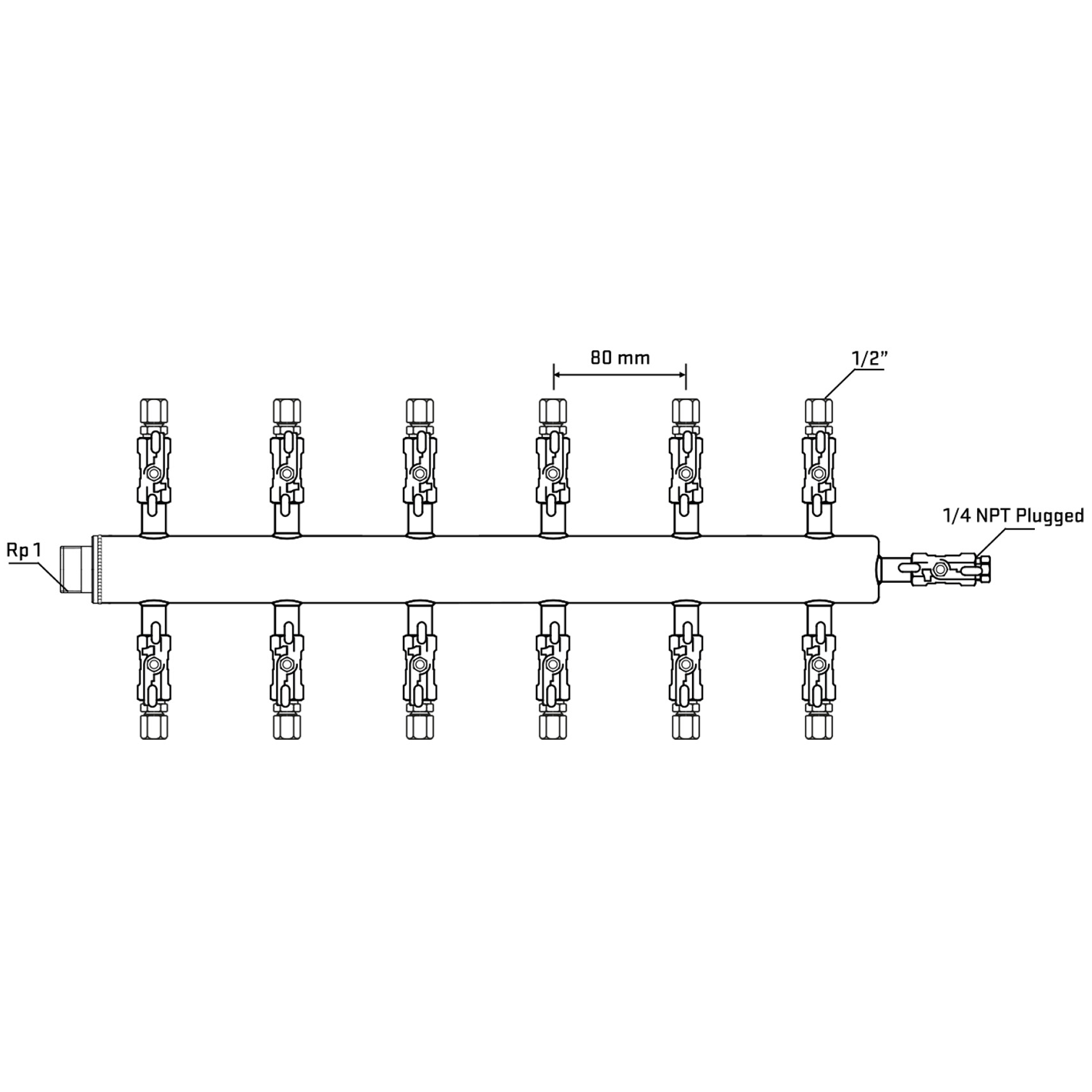 M512A050720 Manifolds Stainless Steel Double Sided