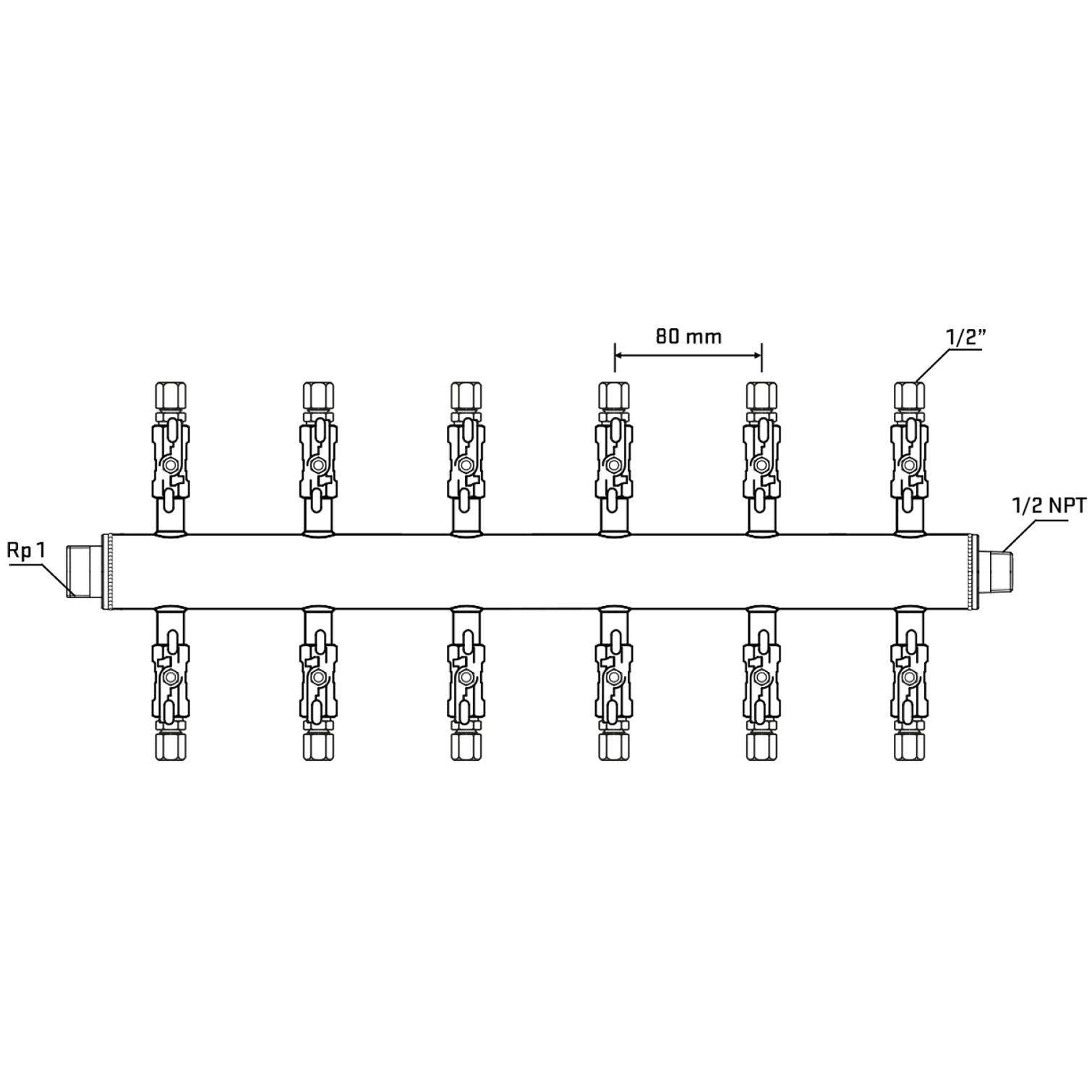 M512A050730 Manifolds Stainless Steel Double Sided