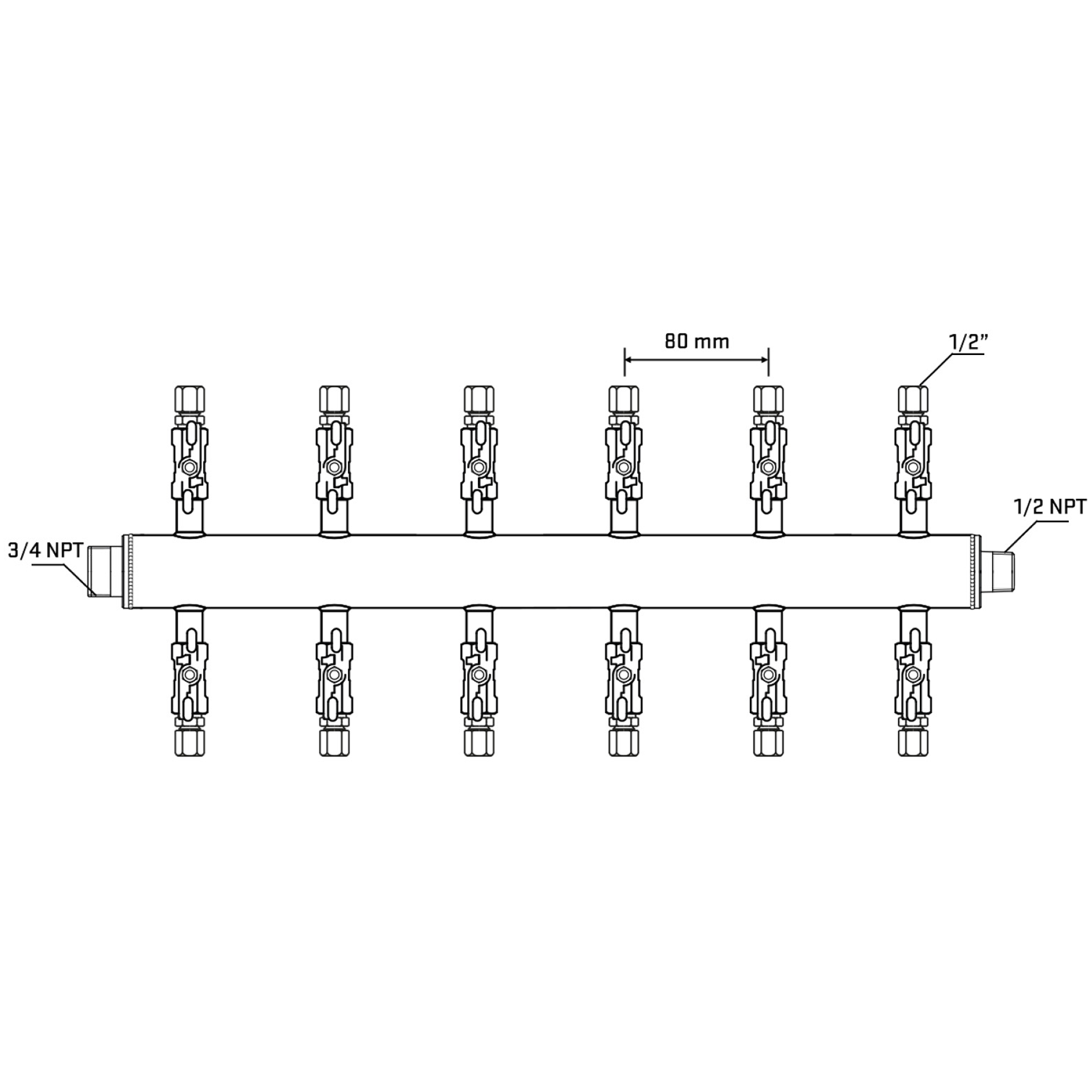 M512A051030 Manifolds Stainless Steel Double Sided