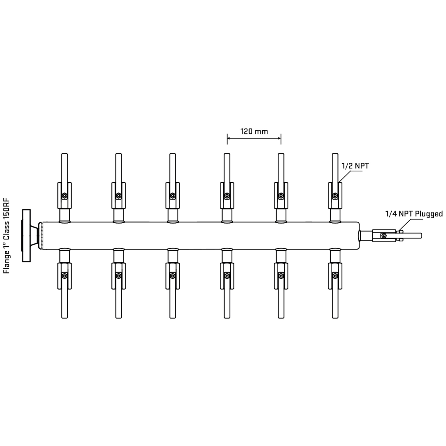 M512B080120 Manifolds Stainless Steel Double Sided