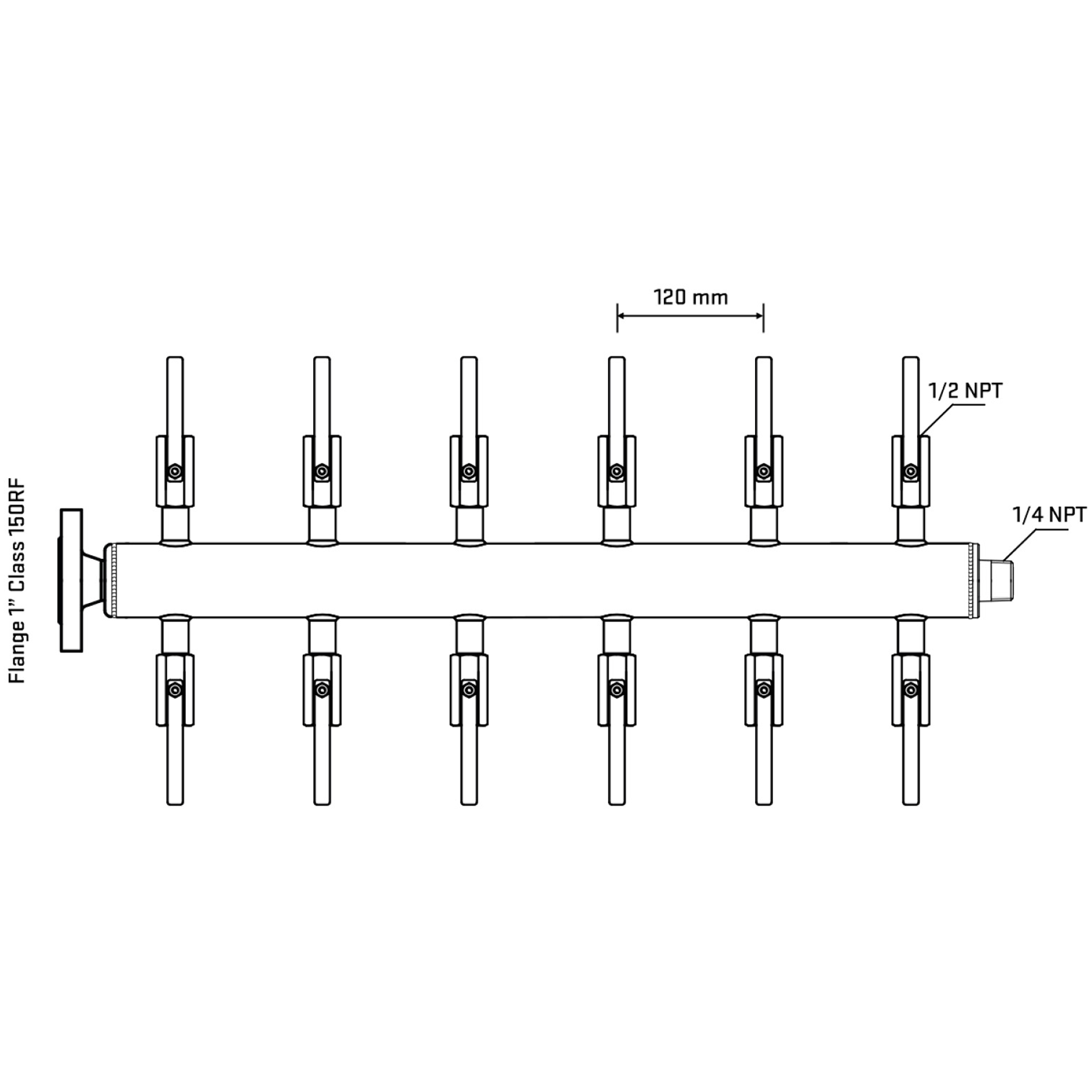 M512B080140 Manifolds Stainless Steel Double Sided