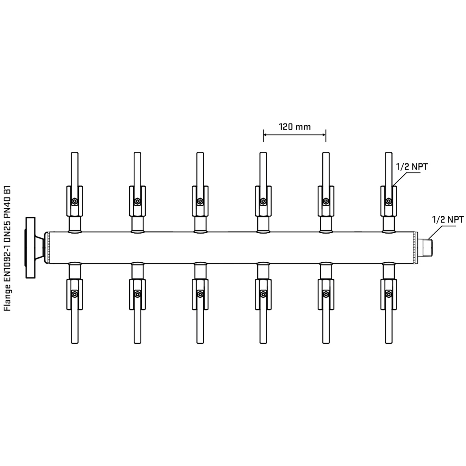 M512B080330 Manifolds Stainless Steel Double Sided