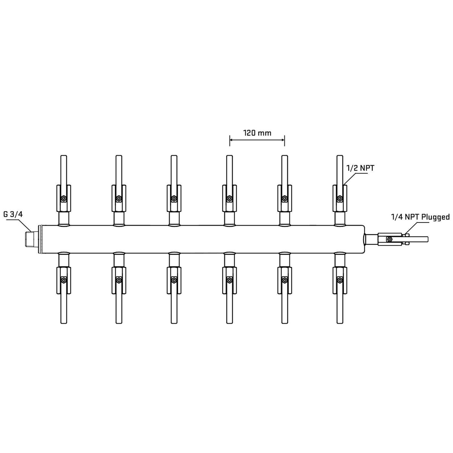 M512B080420 Manifolds Stainless Steel Double Sided